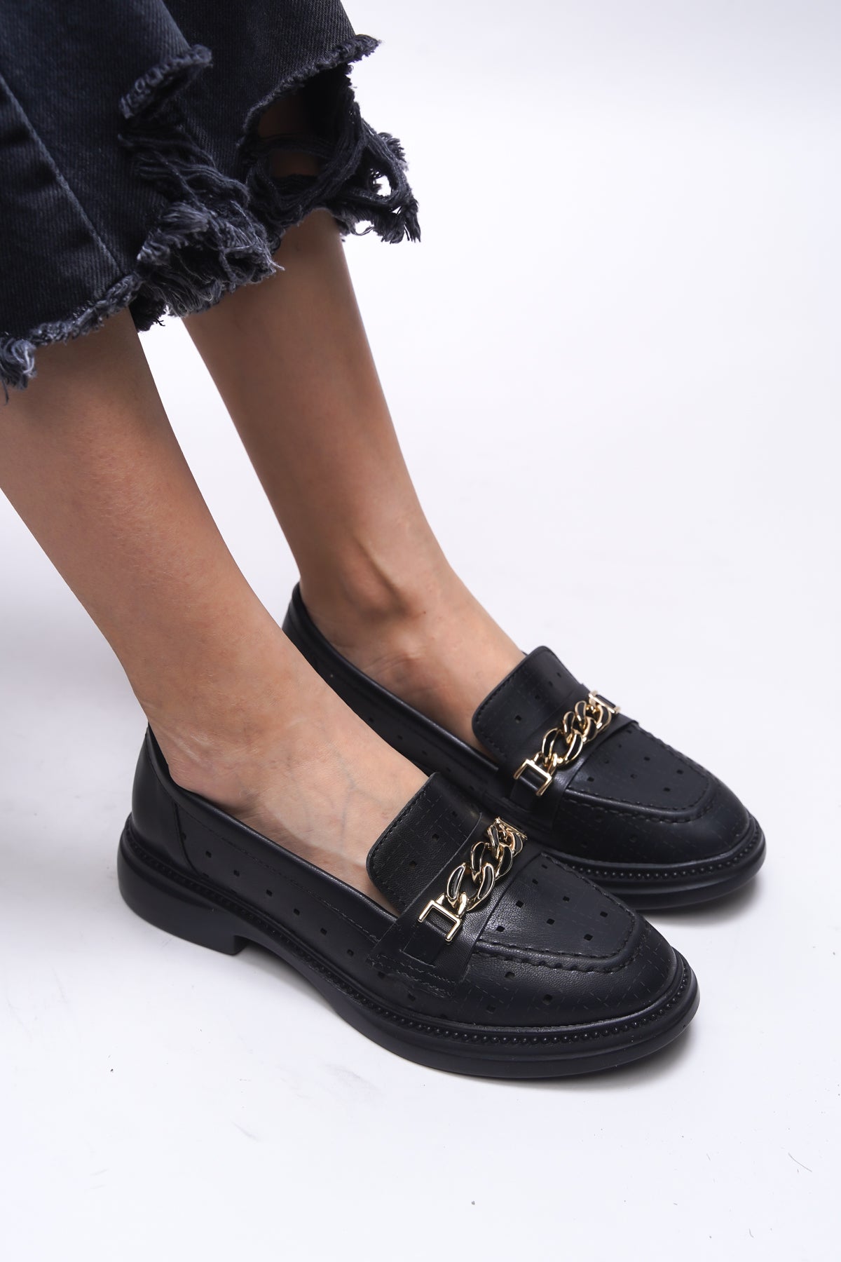 Riccon Jessimyra Kadın Loafer 0012454 Siyah Cilt