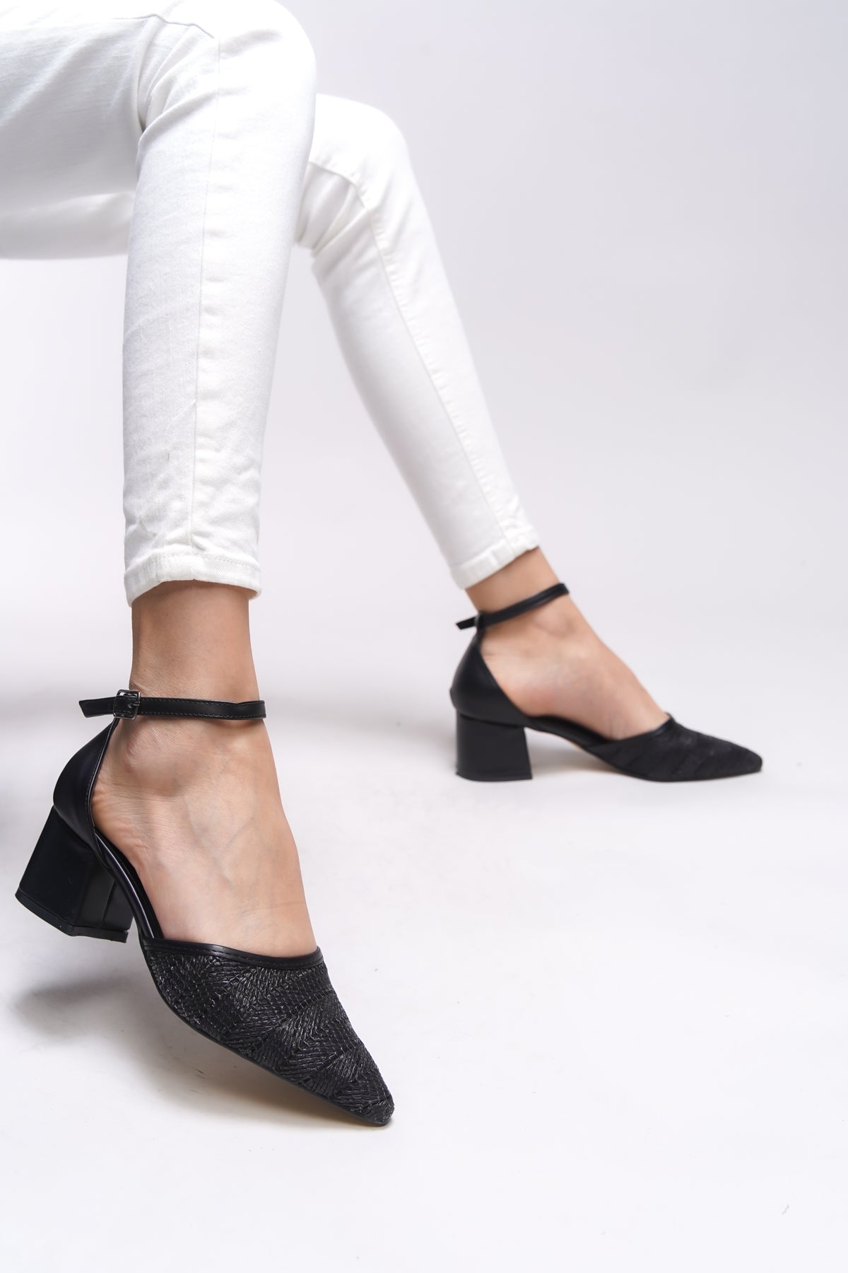 Riccon Mirrithe Kadın Sivri Burun Hasır Topuklu Ayakkabı 0012416