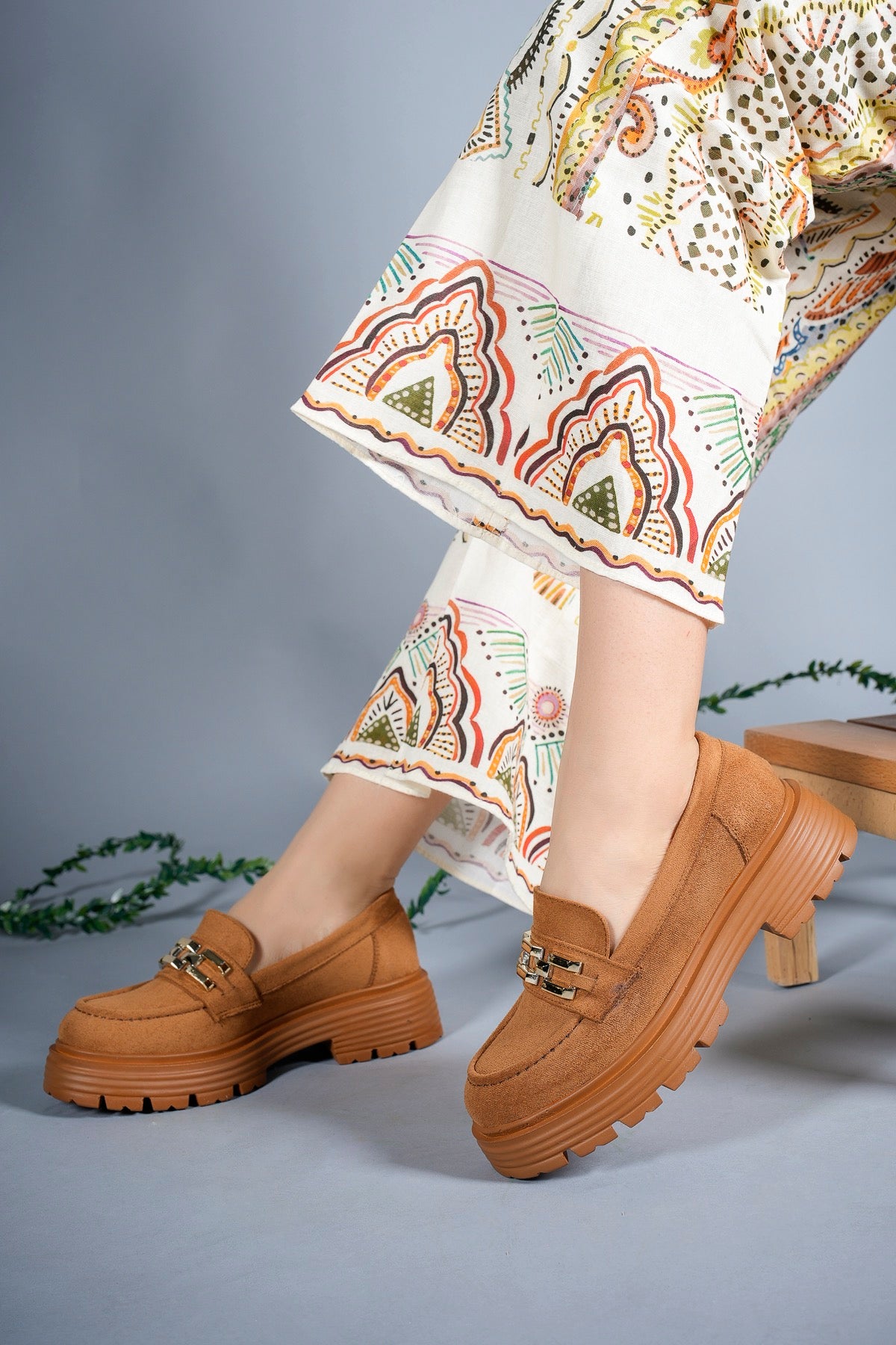 Riccon Kadın Günlük Loafer Ayakkabı 0012970 Taba Süet