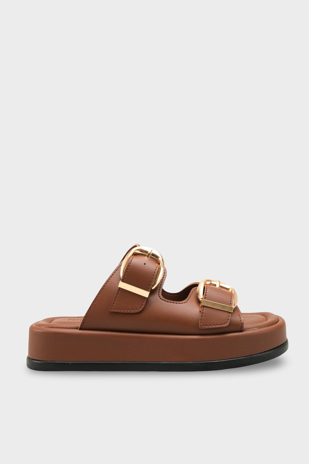 Riccon Kadın Çift Tokalı Terlik 0012683 Kahverengi Cilt