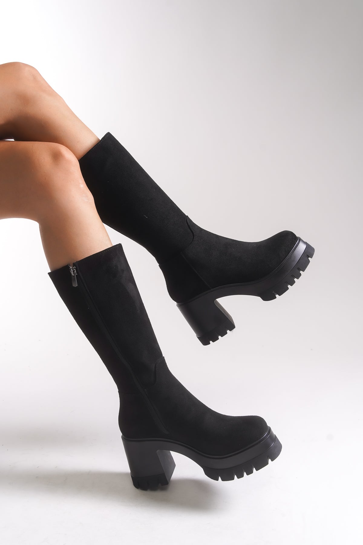 Riccon Lvamel Kadın Diz Altı Topuklu Çizme 0012501