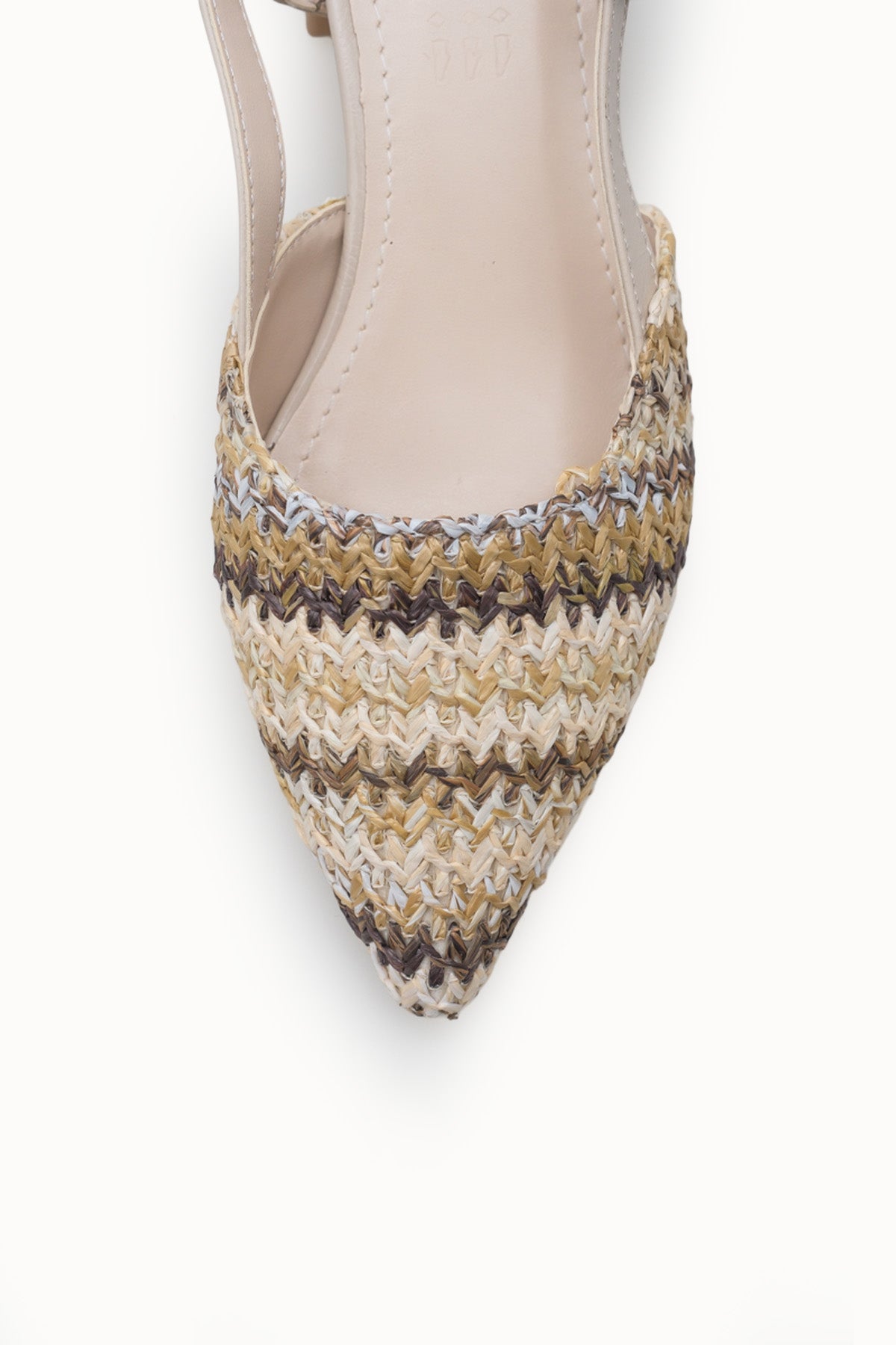 Riccon Ivethion Kadın Arkası Açık Sivri Burun Topuklu Ayakkabı 0012340 Ten Renkli Hasır