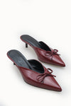 Riccon Kadın Sivri Burunlu İnce Topuklu Terlik 0012211 Bordo Rugan