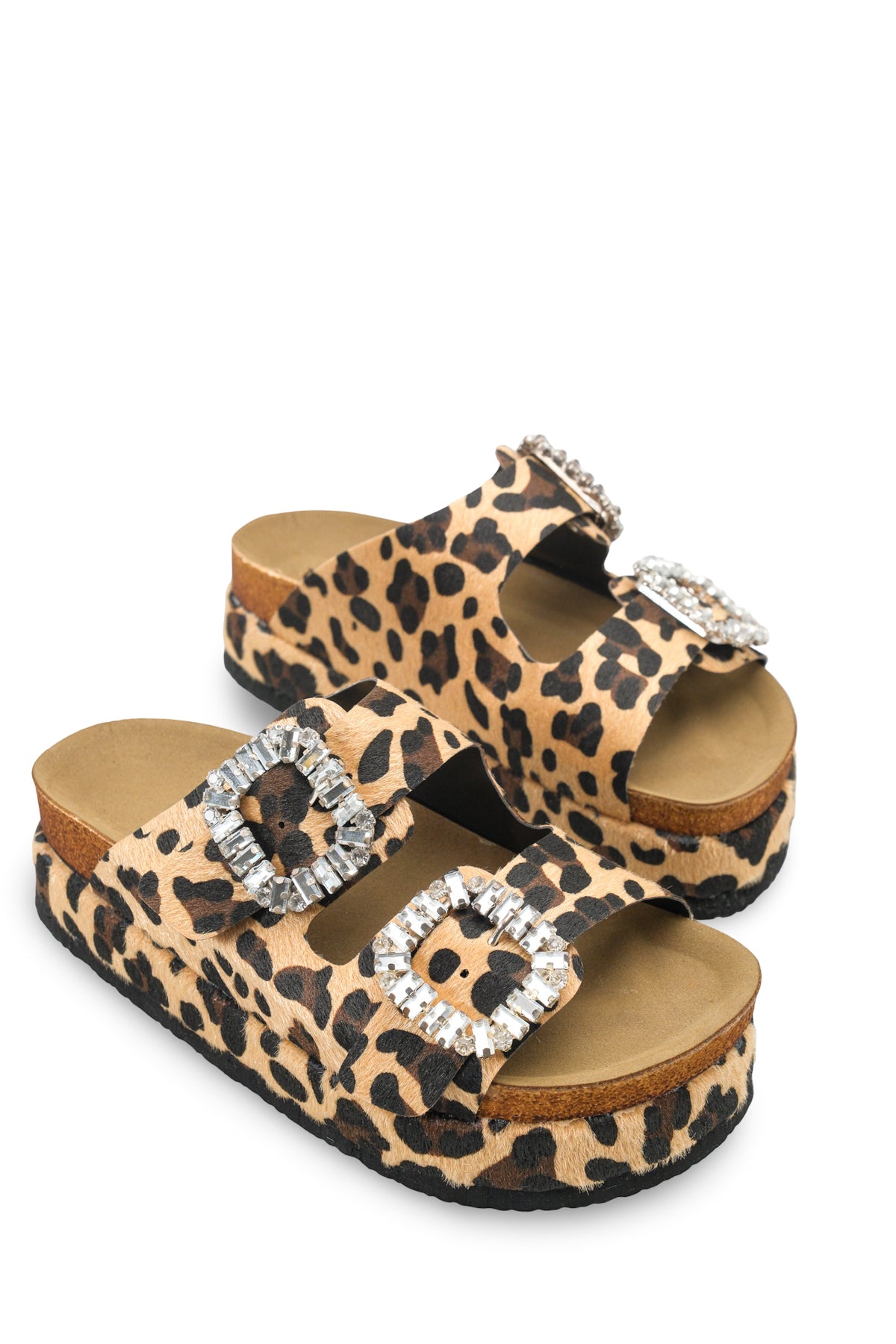 Riccon Kadın Çift Tokalı Terlik 0012707 Leopar