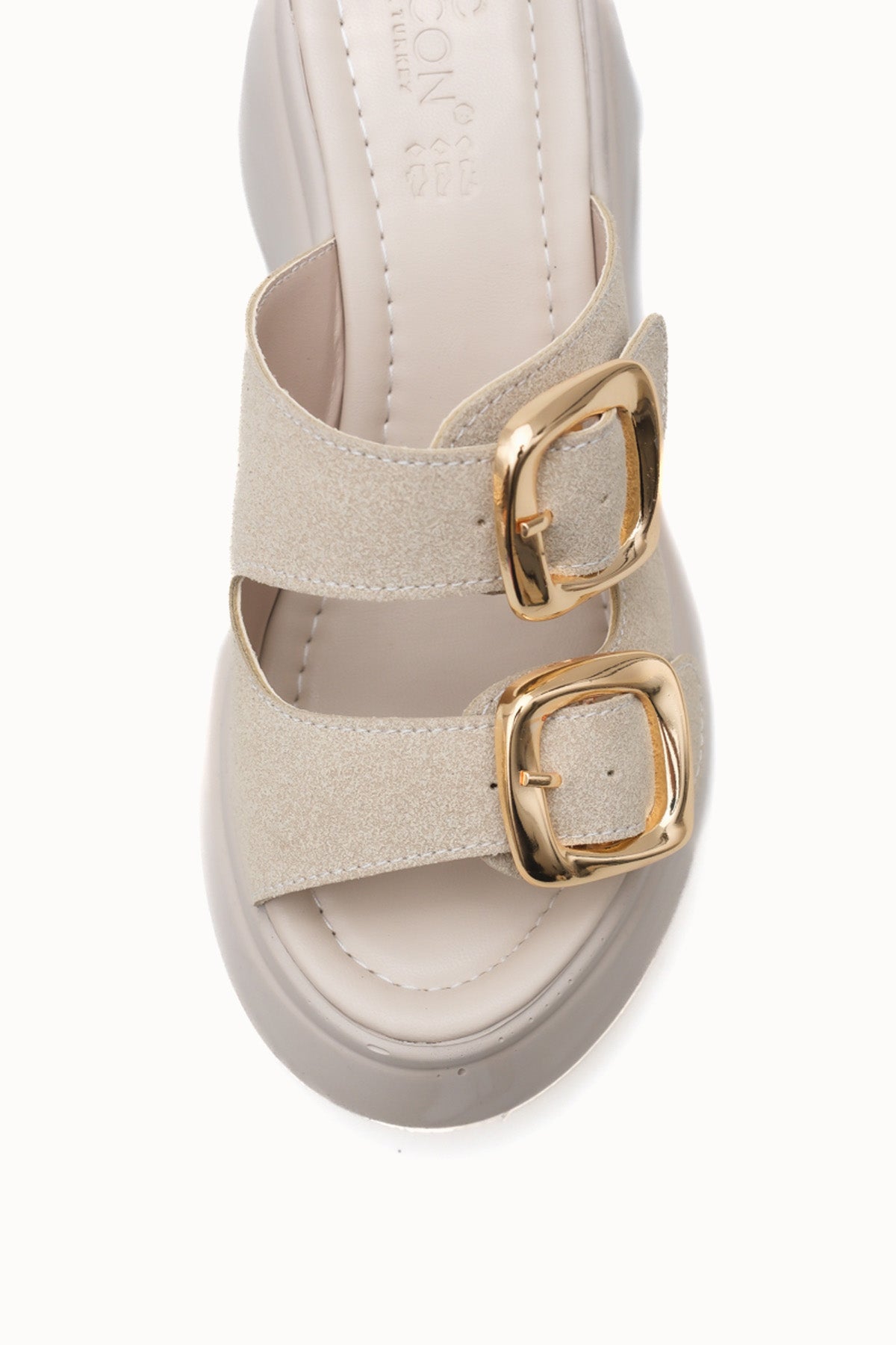 Riccon Heilrele Kadın Terlik 0012908 Bej Deri Dokulu