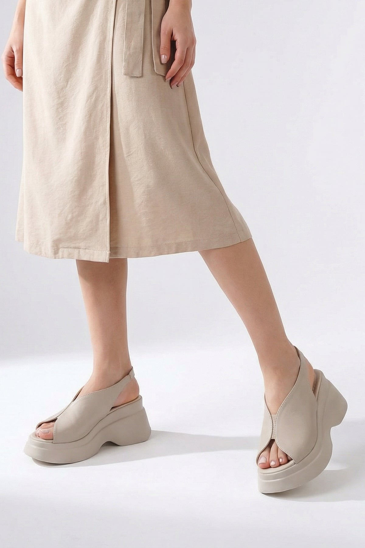 Riccon Kadın Sandalet 0012913 Bej