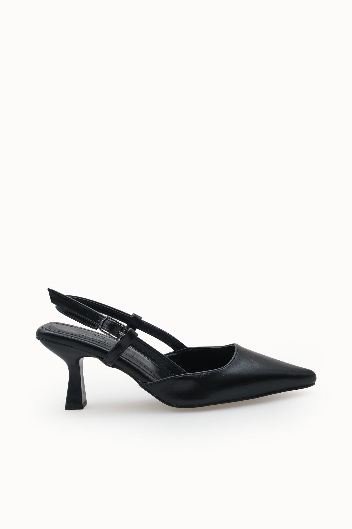 Riccon Evelniel Kadın Arkası Açık Sivri Burun Stiletto 001209 Siyah Rustik