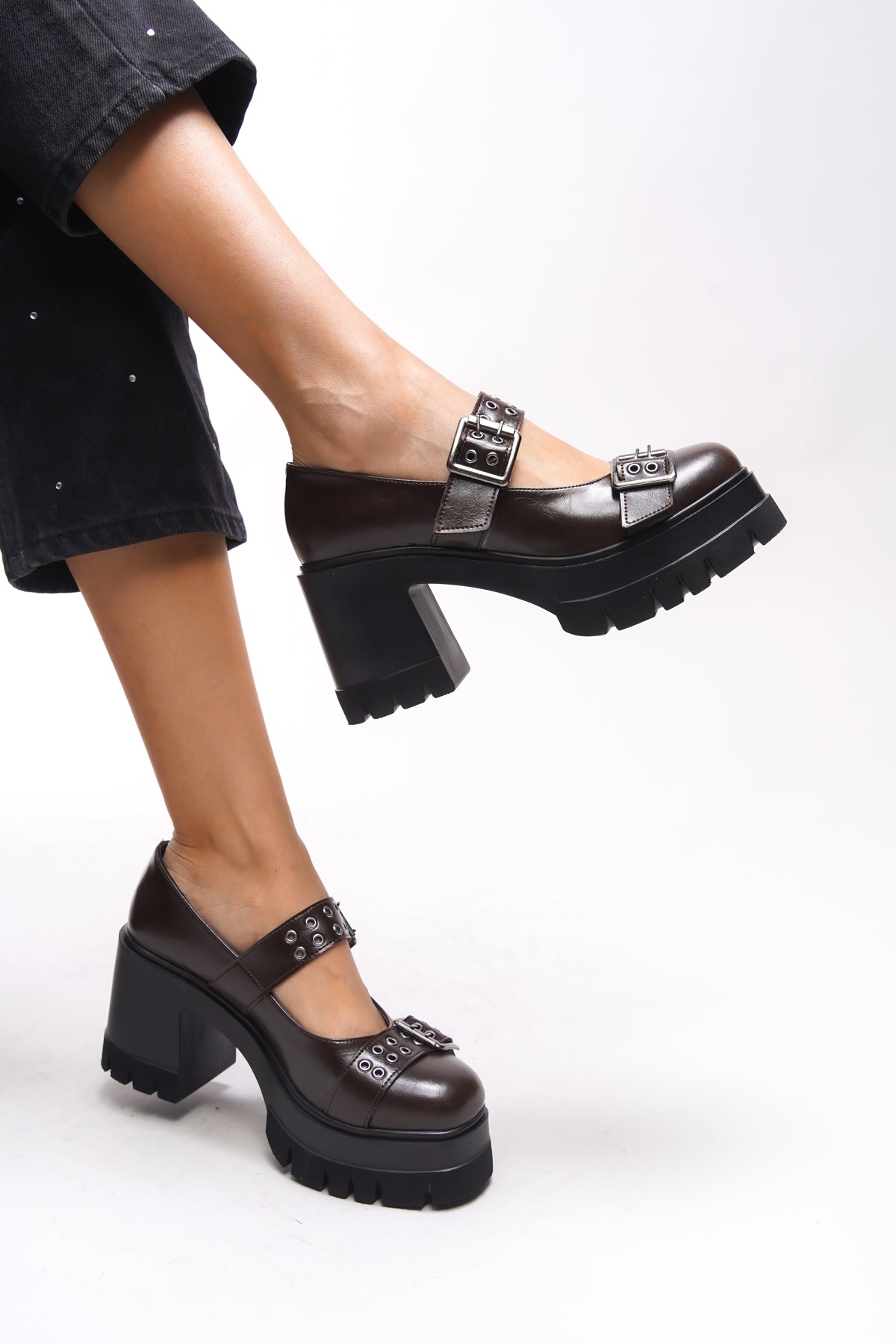 Riccon Lirwenia Kadın Çift Tokalı Topuklu Loafer 00121001