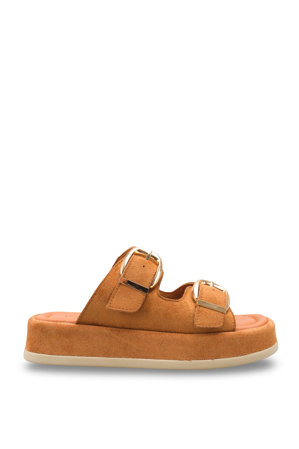 Riccon Kadın Çift Tokalı Terlik 0012683 Taba Süet