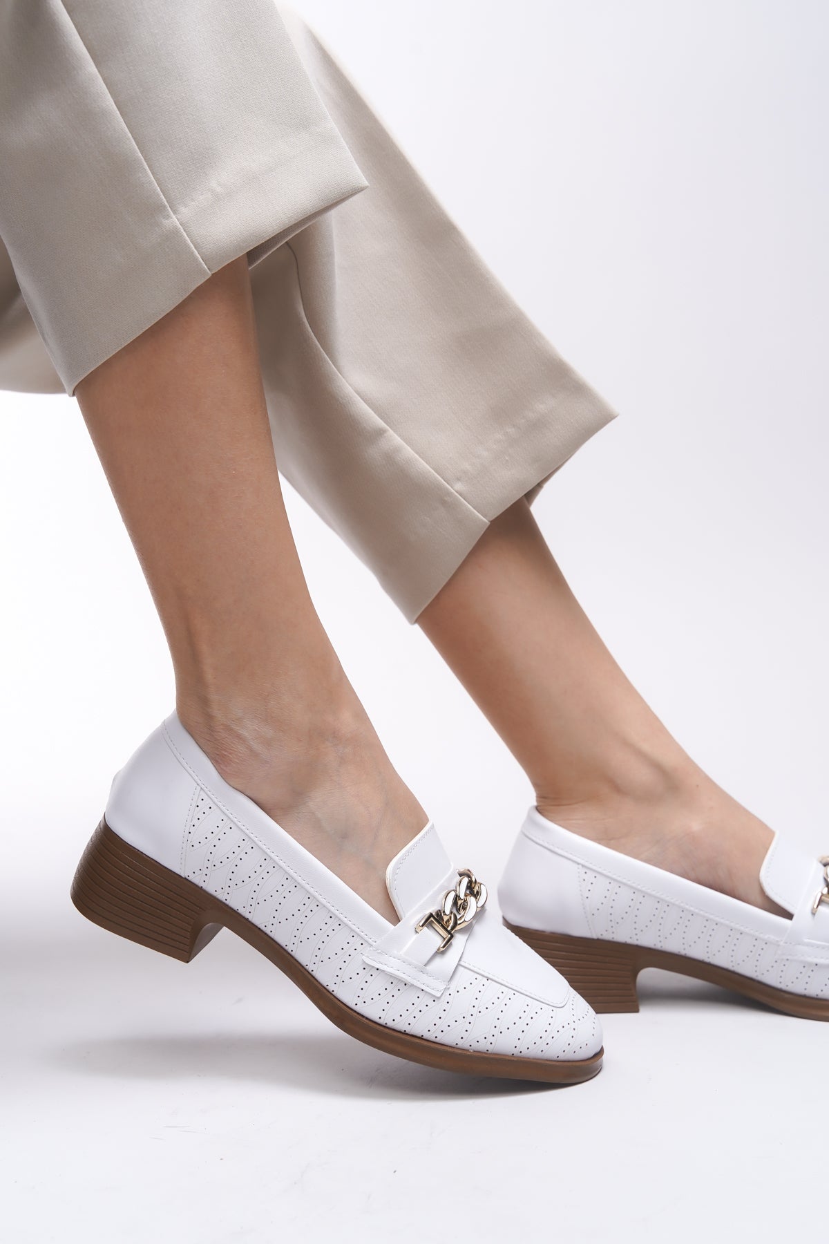 Riccon Evelyrra Kadın Loafer 0012302 Beyaz Cilt