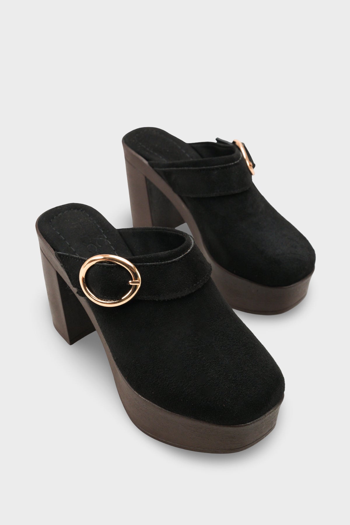 Riccon Kadın Topuklu Terlik 0012779 Siyah Süet