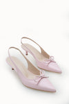 Riccon Kadın Sivri Burunlu Arkası Açık İnce Topuklu Ayakkabı 0012201 Pembe Rugan