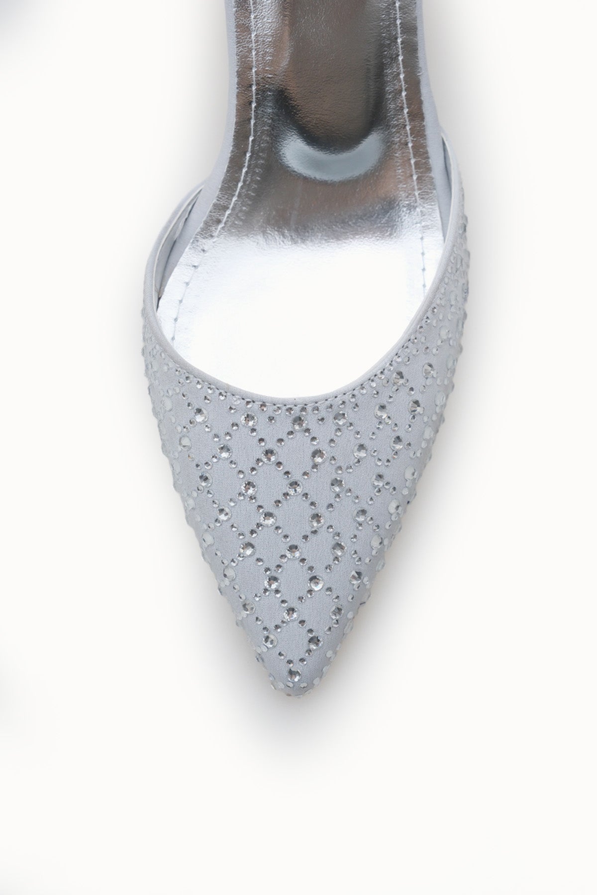 Riccon Kadın Sivri Burunlu Arkası Açık İnce Topuklu Ayakkabı 001207 Gümüş Gümüş
