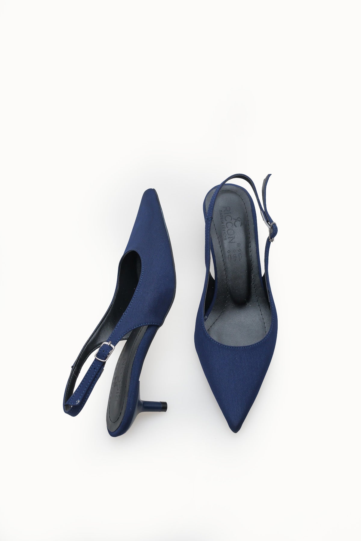Riccon Kadın Sivri Burunlu Arkası Açık İnce Topuklu Ayakkabı 0012200 Mat Lacivert