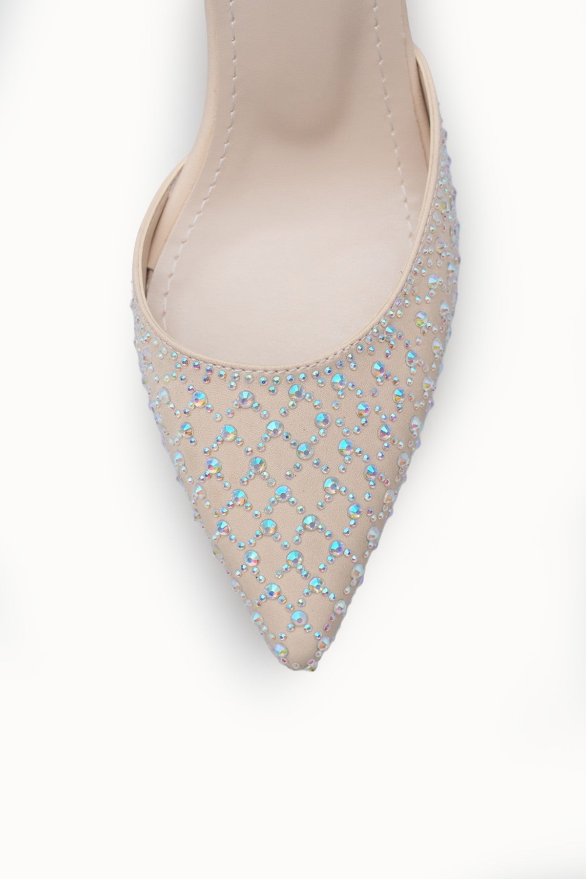 Riccon Kadın Sivri Burunlu Arkası Açık İnce Topuklu Ayakkabı 001207 Ten