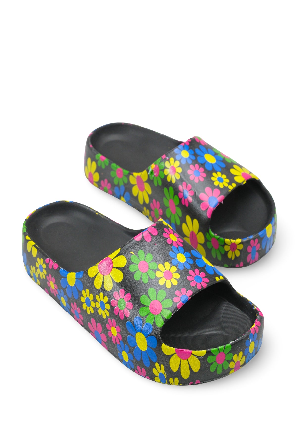 Riccon Elyenshia Kadın Terlik 001215 Siyah Çiçekli