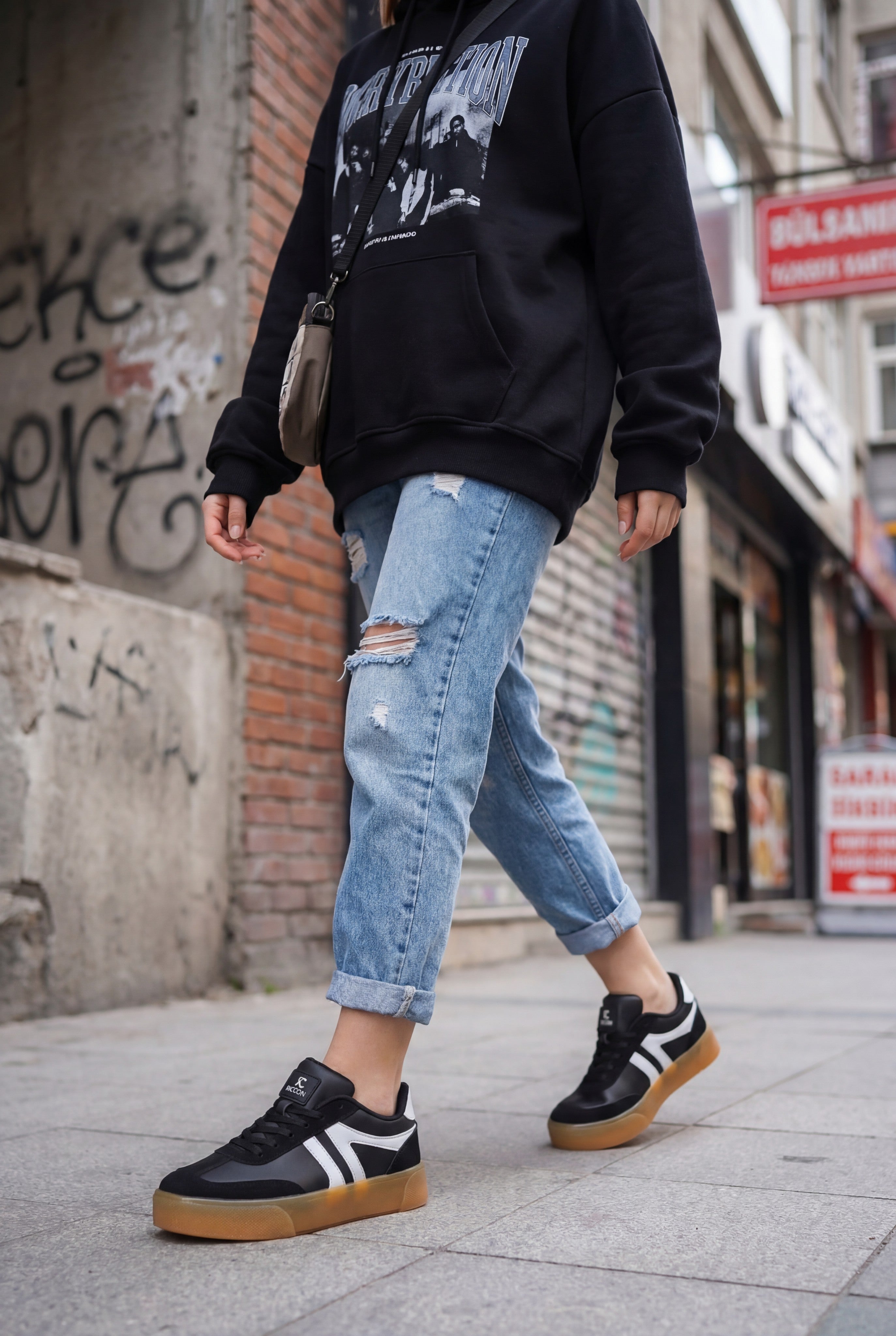 Riccon Unisex Sneaker 001245 Siyah Beyaz