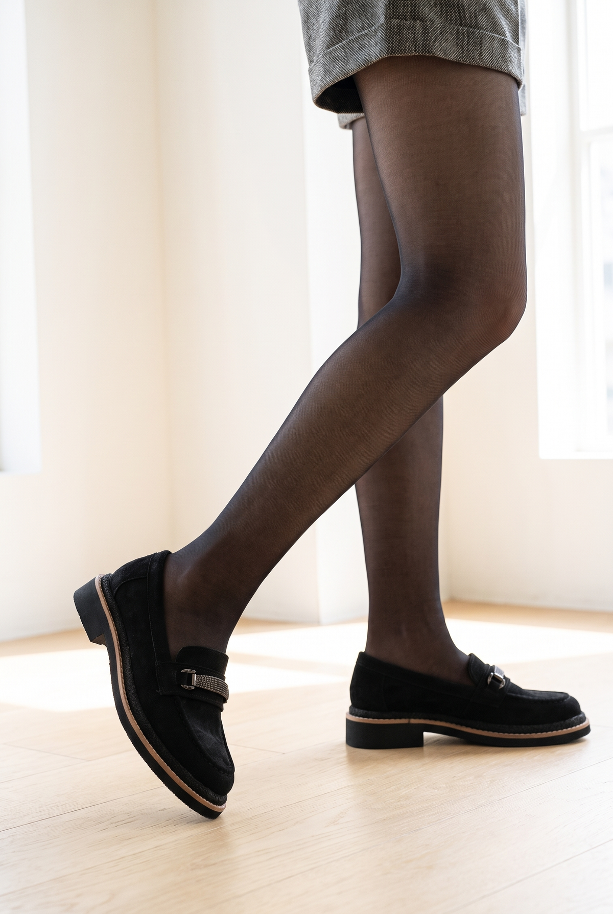 Riccon Selene Luce loafer siyah süet - detay
