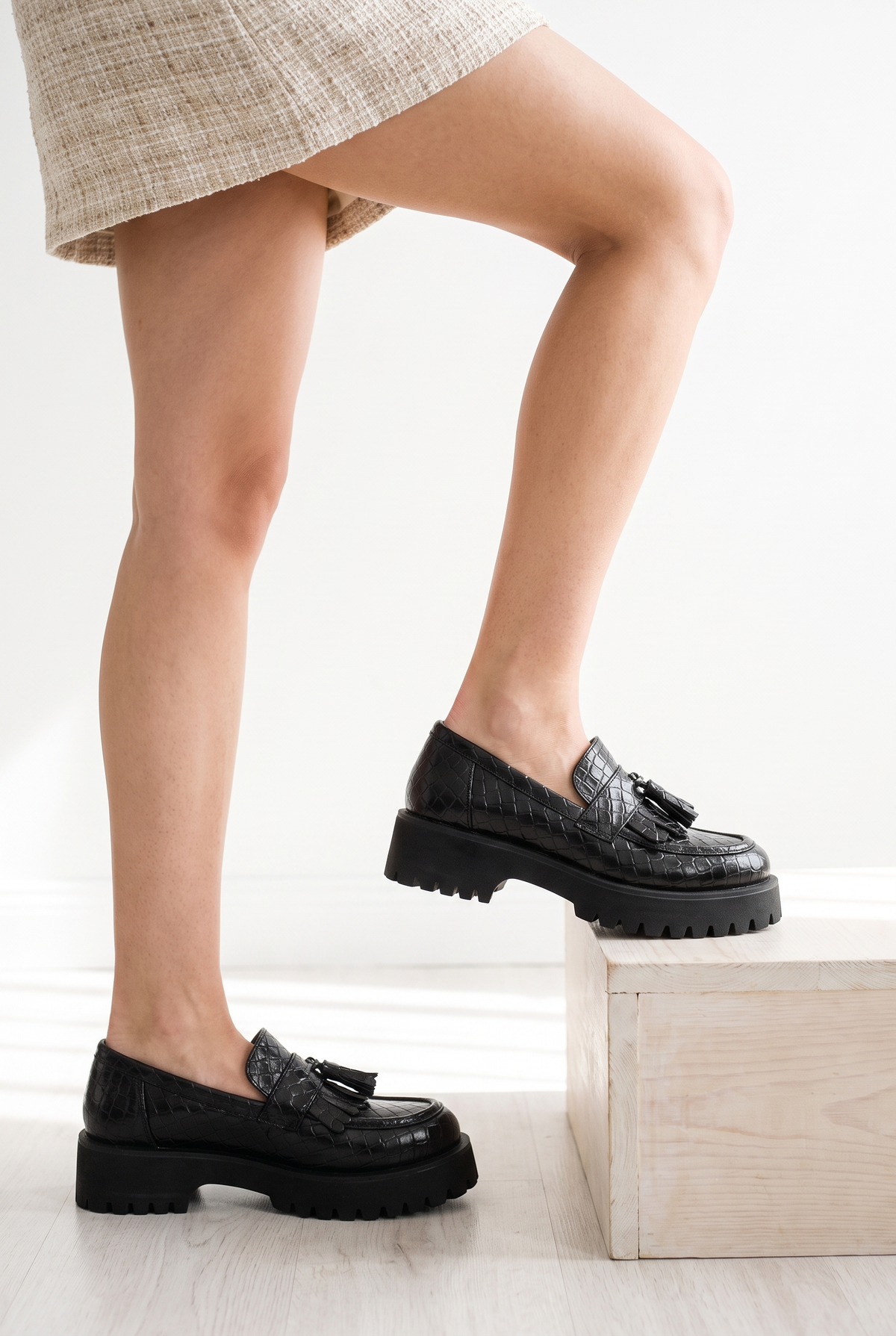 Riccon Vela Sola loafer siyah kroko - detay