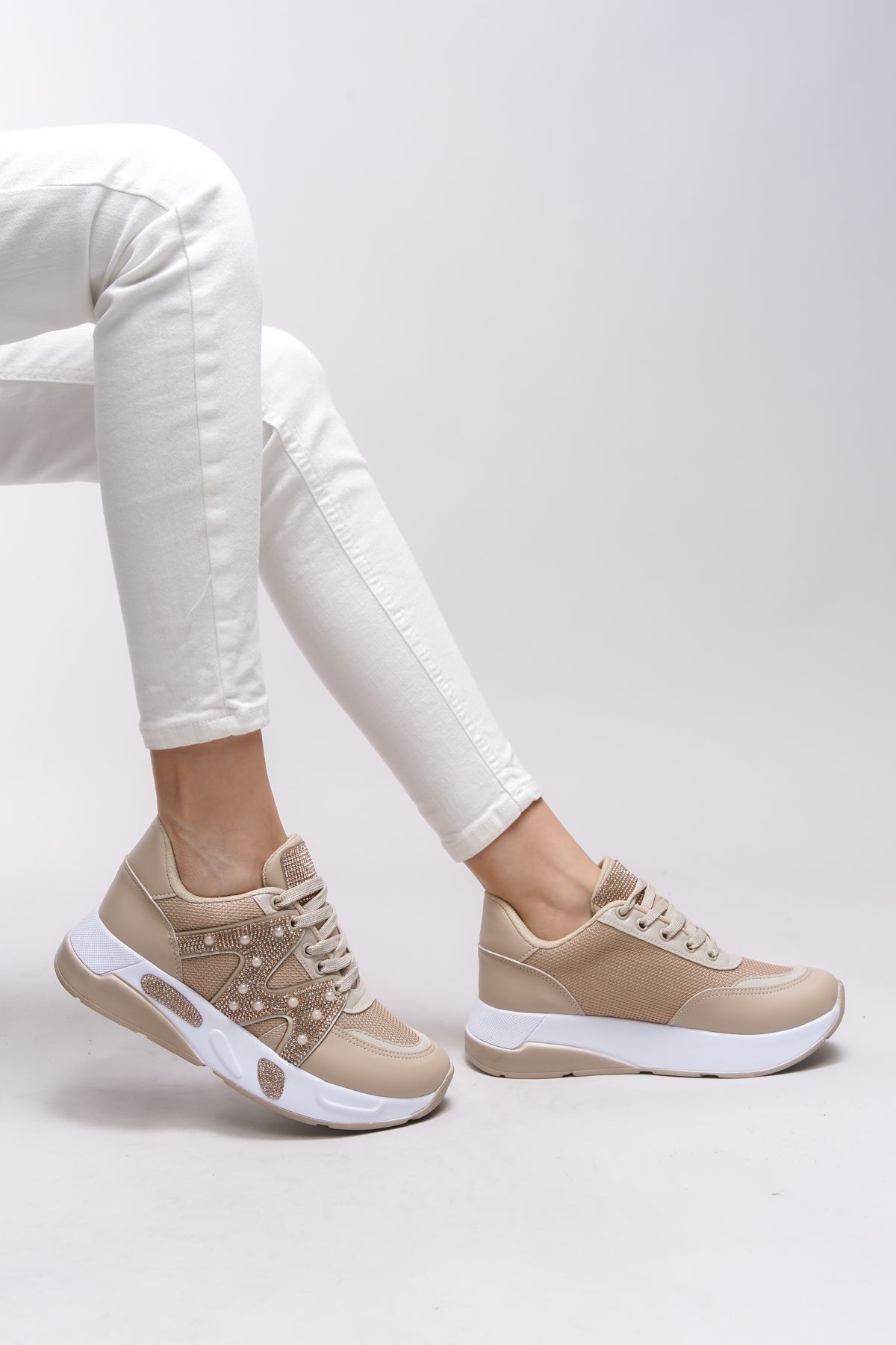 Riccon Aalriona Kadın Sneaker 0012155 Bej - Riccon