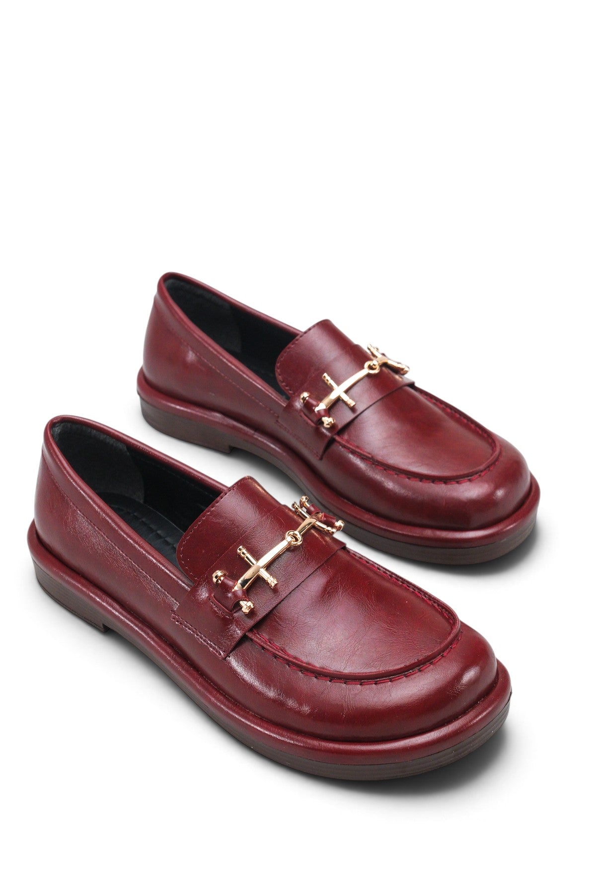 Riccon Alya Alma Kadın Loafer 0012930 Vişne Rustik