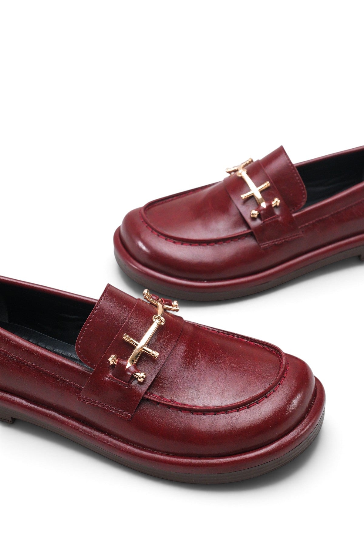 Riccon Alya Alma Kadın Loafer 0012930 Vişne Rustik