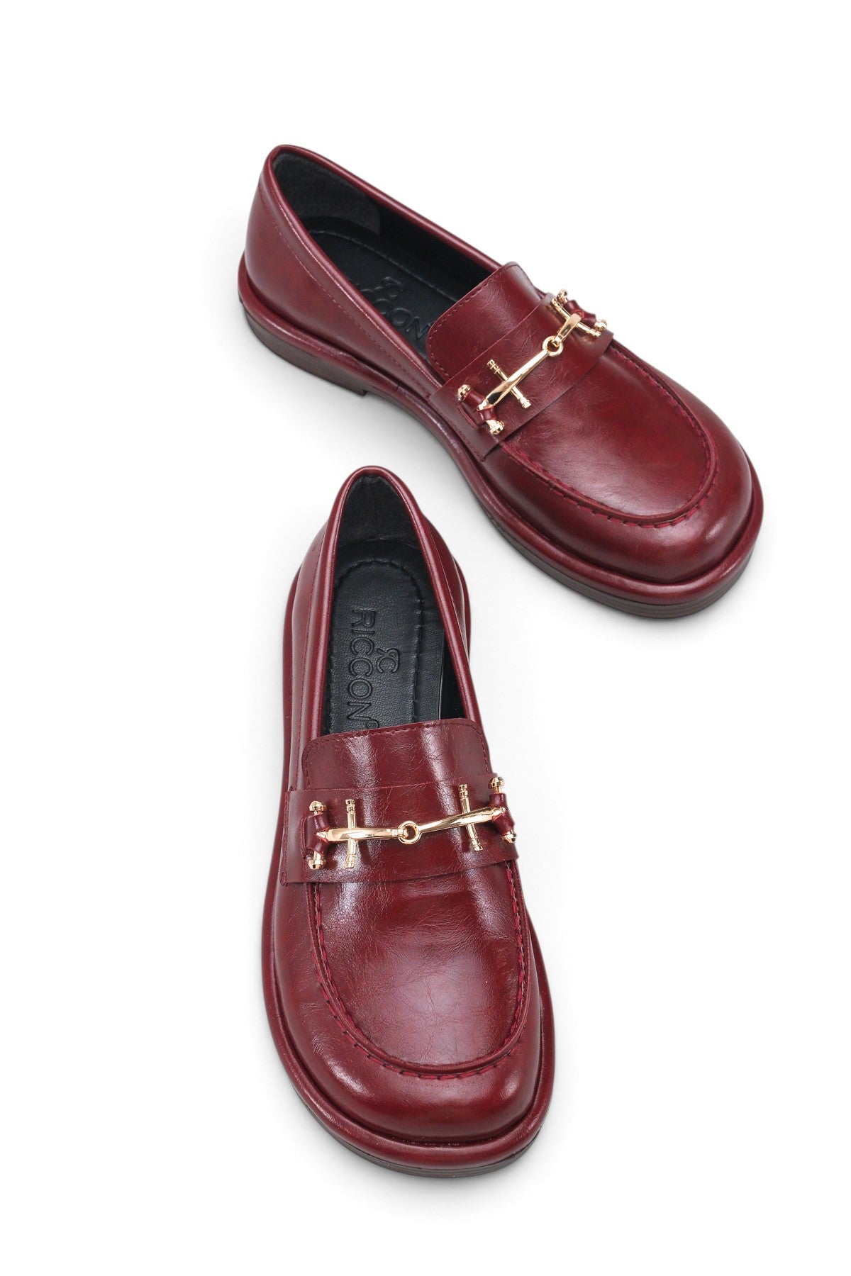 Riccon Alya Alma Kadın Loafer 0012930 Vişne Rustik