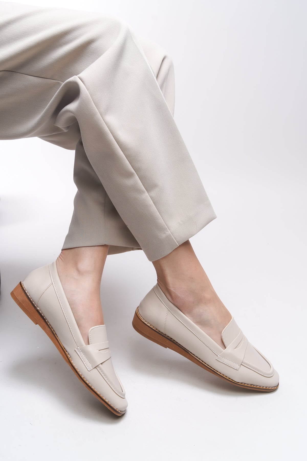 Riccon Aviraele Kadın Loafer 0012200 Ten Cilt - Riccon
