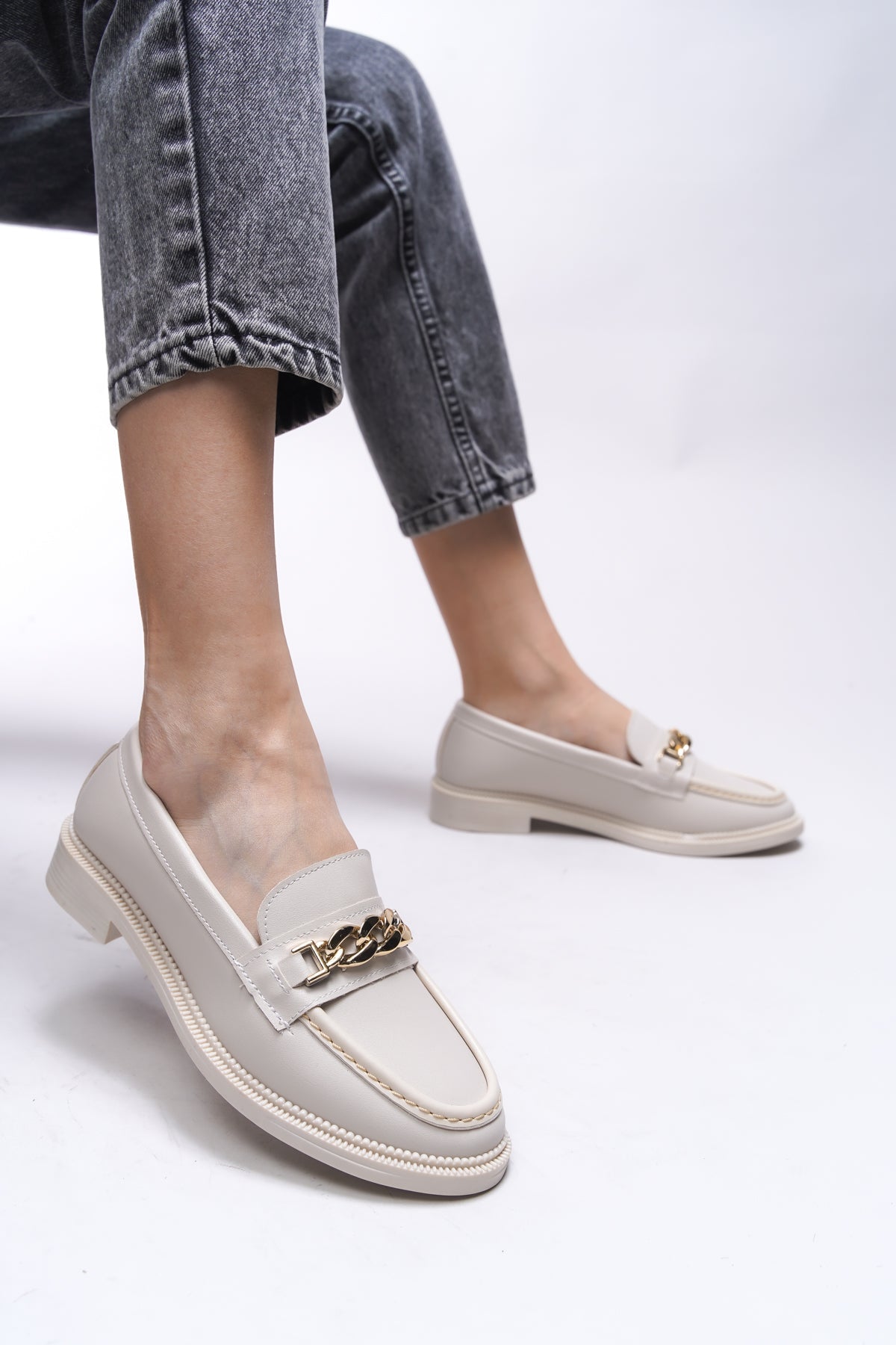 Riccon Criscerys Kadın Loafer 0012500 Bej Cilt - Riccon