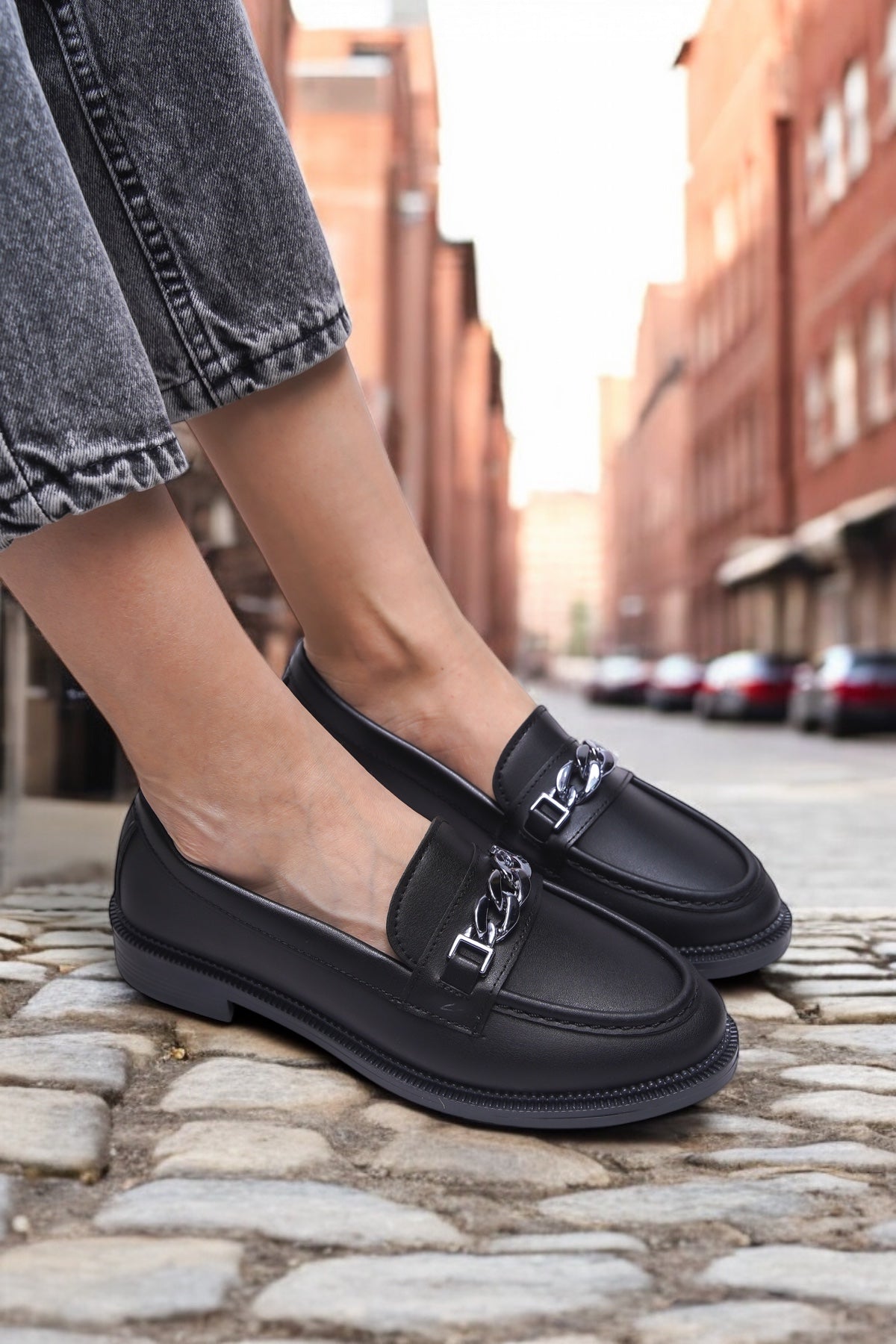 Riccon Criscerys Kadın Loafer 0012500 Siyah Cilt - Riccon