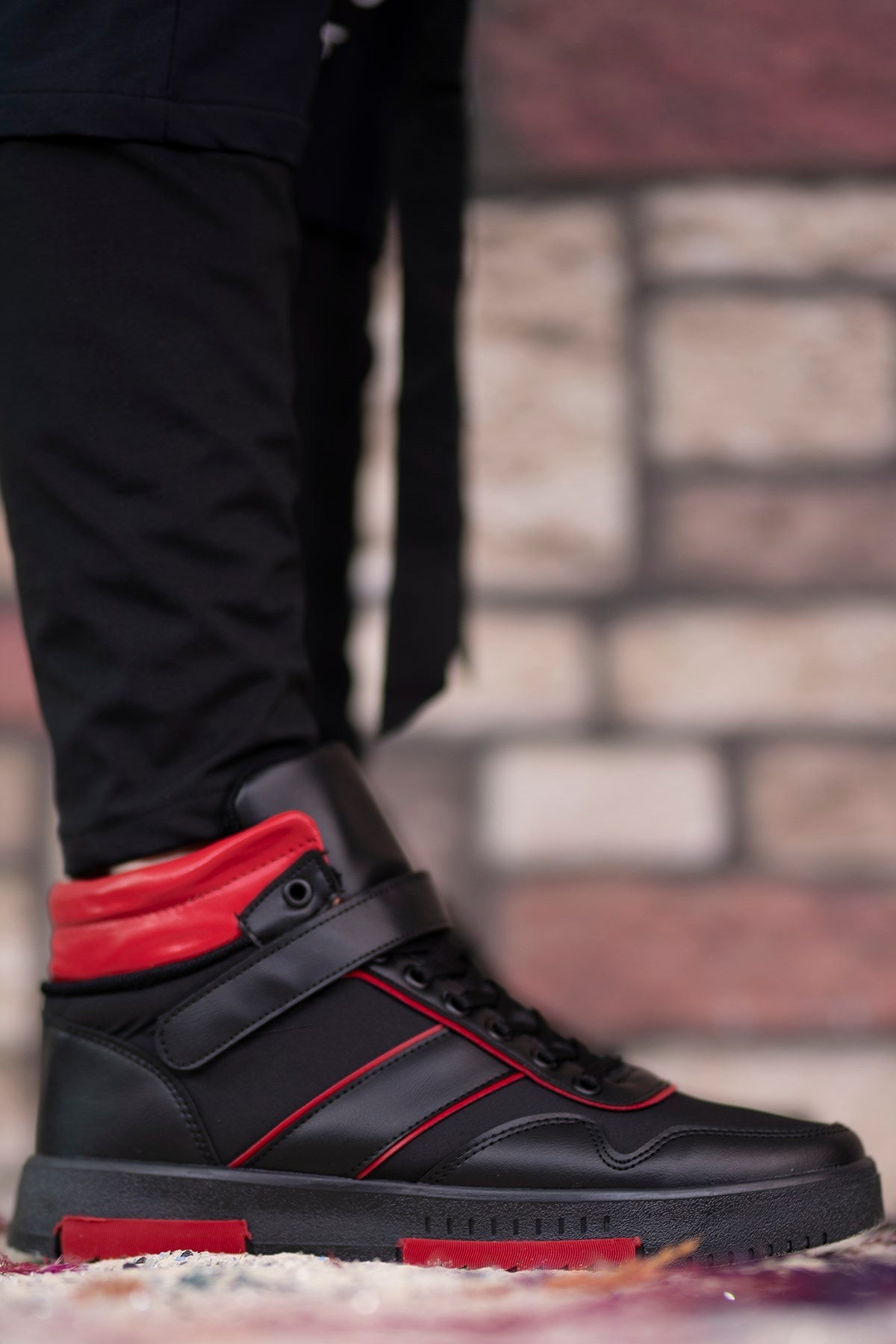 Riccon Erkek Sneaker Bot 00122935 Siyah Kırmızı - Riccon