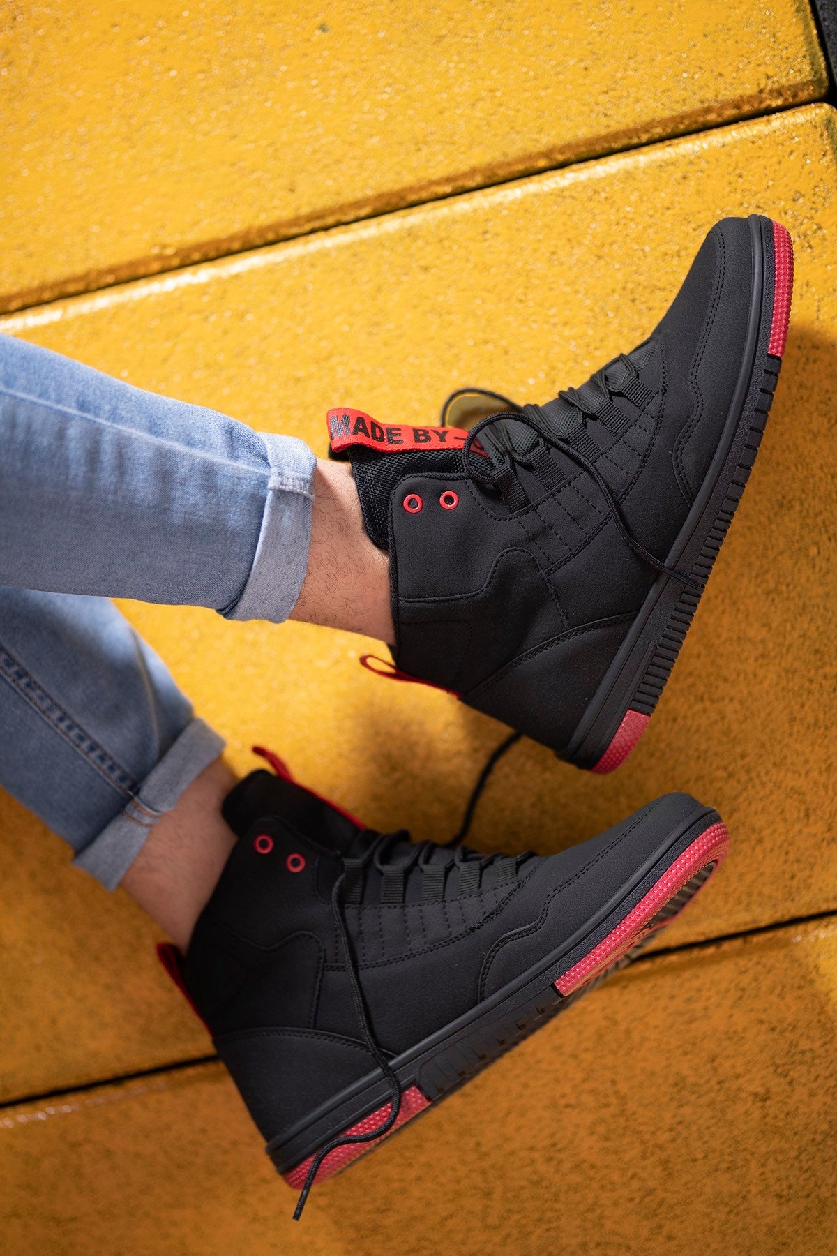 Riccon Erkek Sneaker Bot Siyah Kırmızı - Riccon