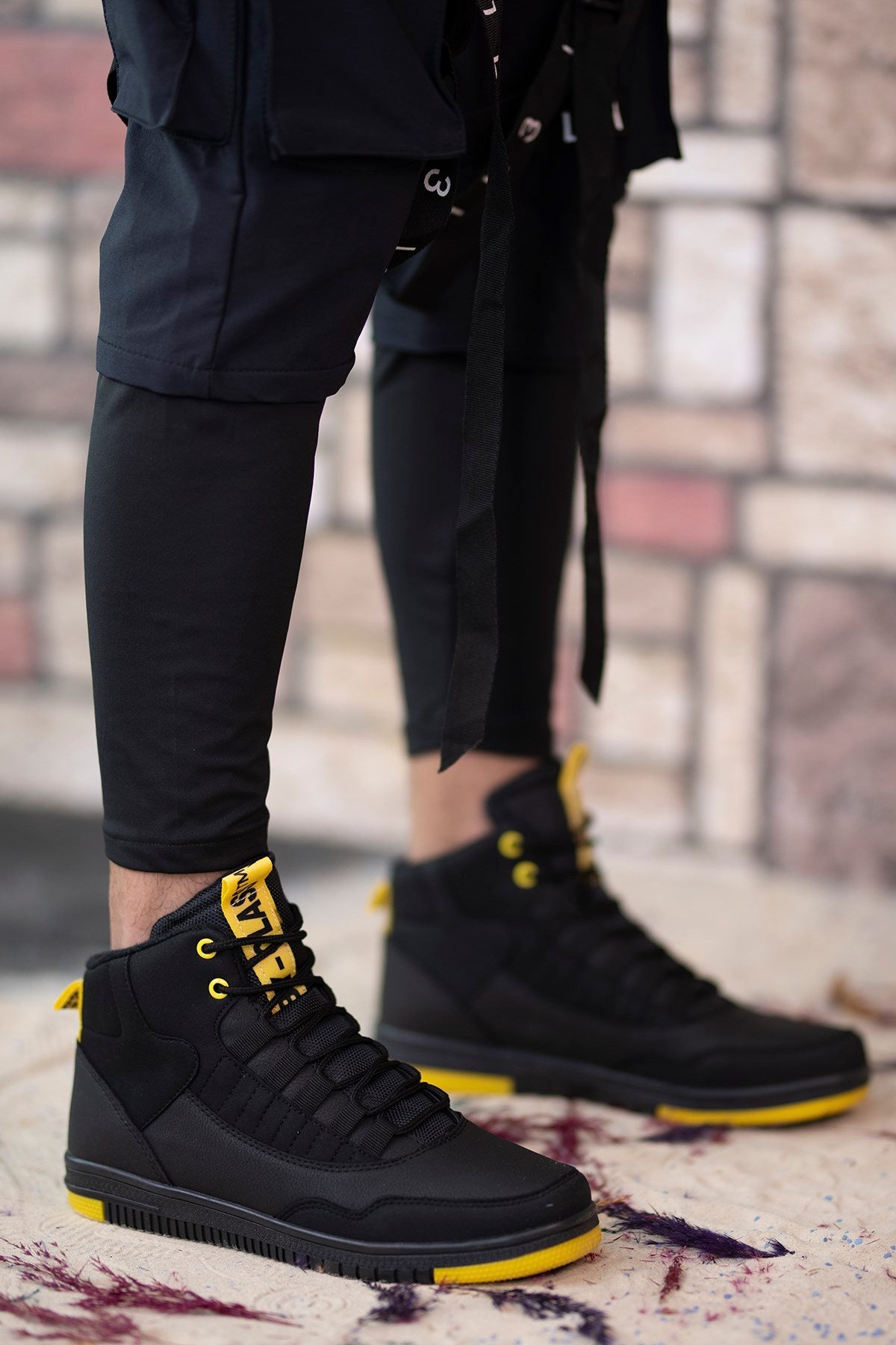 Riccon Erkek Sneaker Bot Siyah Sarı - Riccon