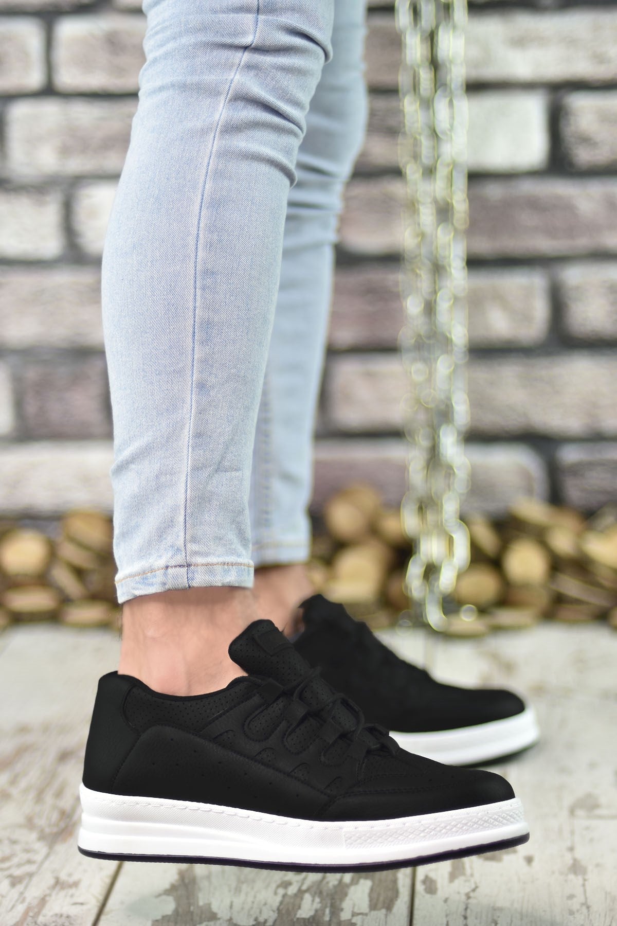 Riccon Erkek Sneaker Siyah Beyaz - Riccon