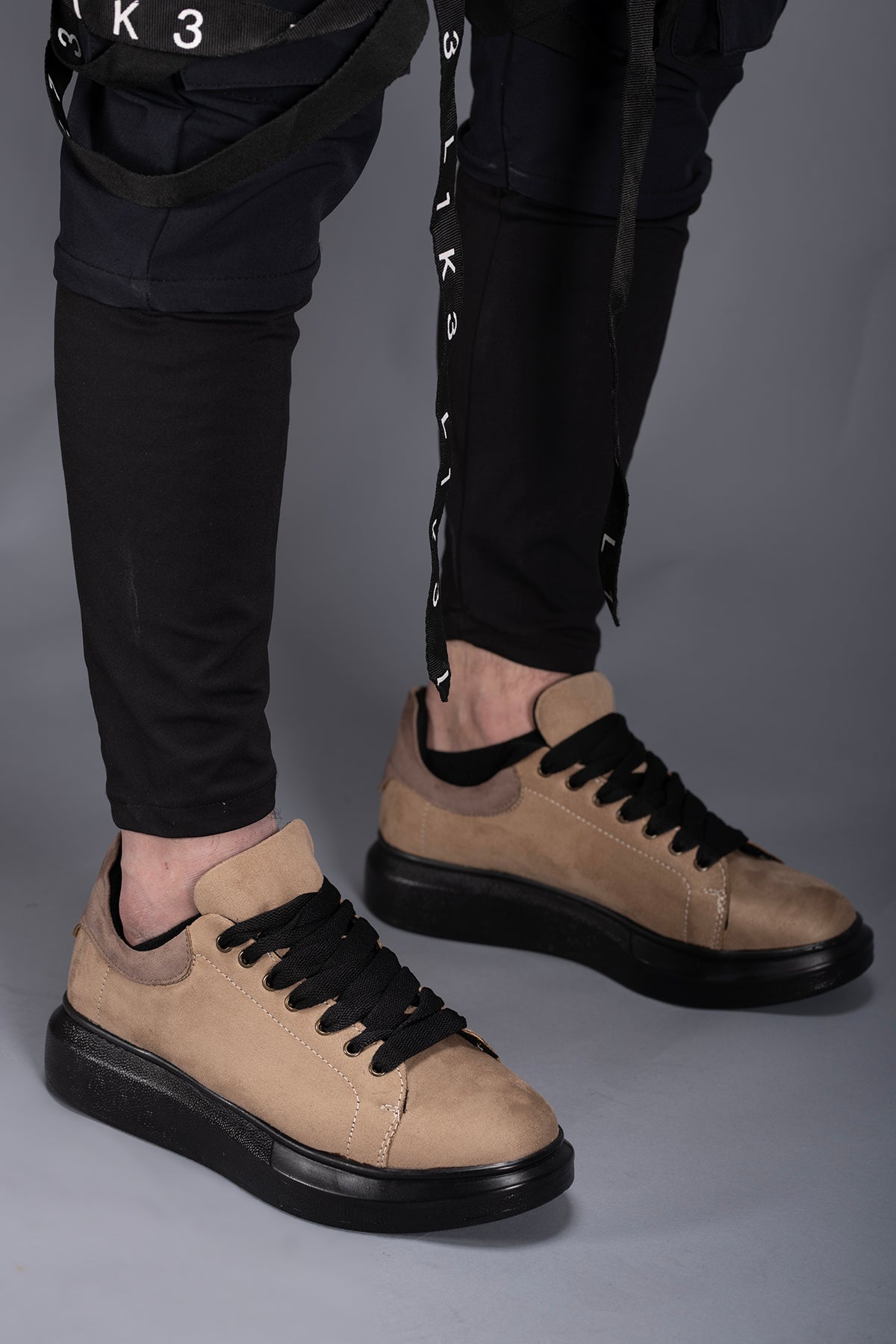 Riccon Erkek Sneaker Süet Vizon Siyah - Riccon