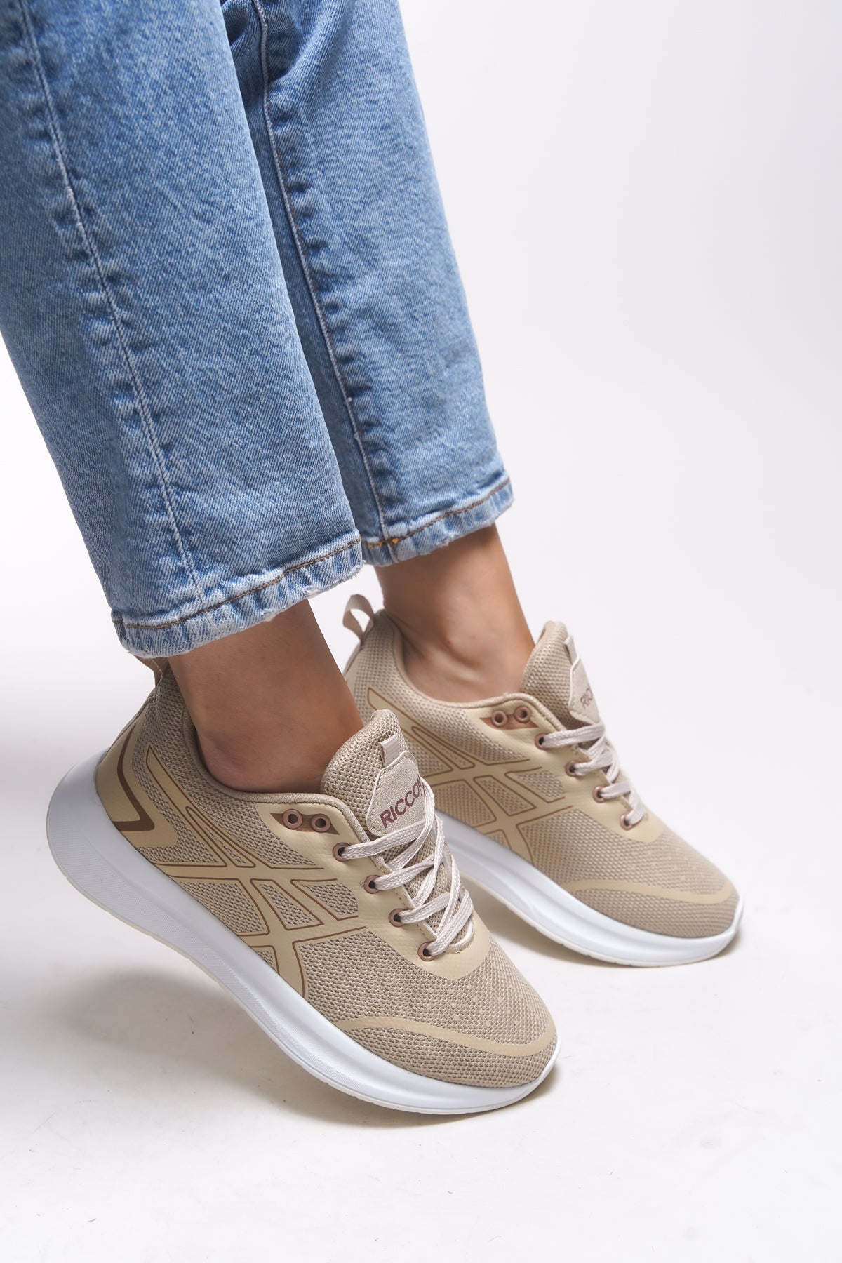 Riccon Graryll Unisex Sneaker 001218 Bej Beyaz - Riccon