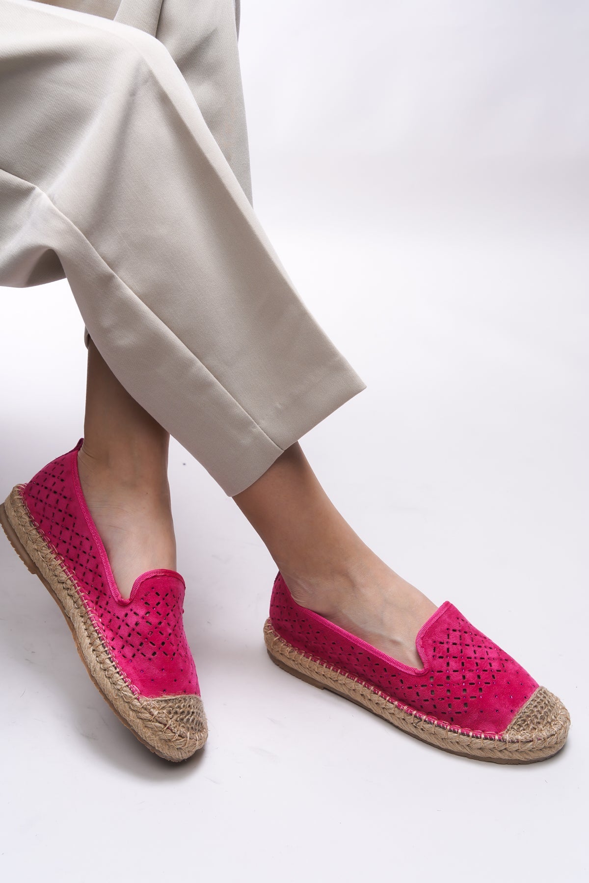 Riccon Iohnalyn Kadın Espadril 00121 Fuşya - Riccon