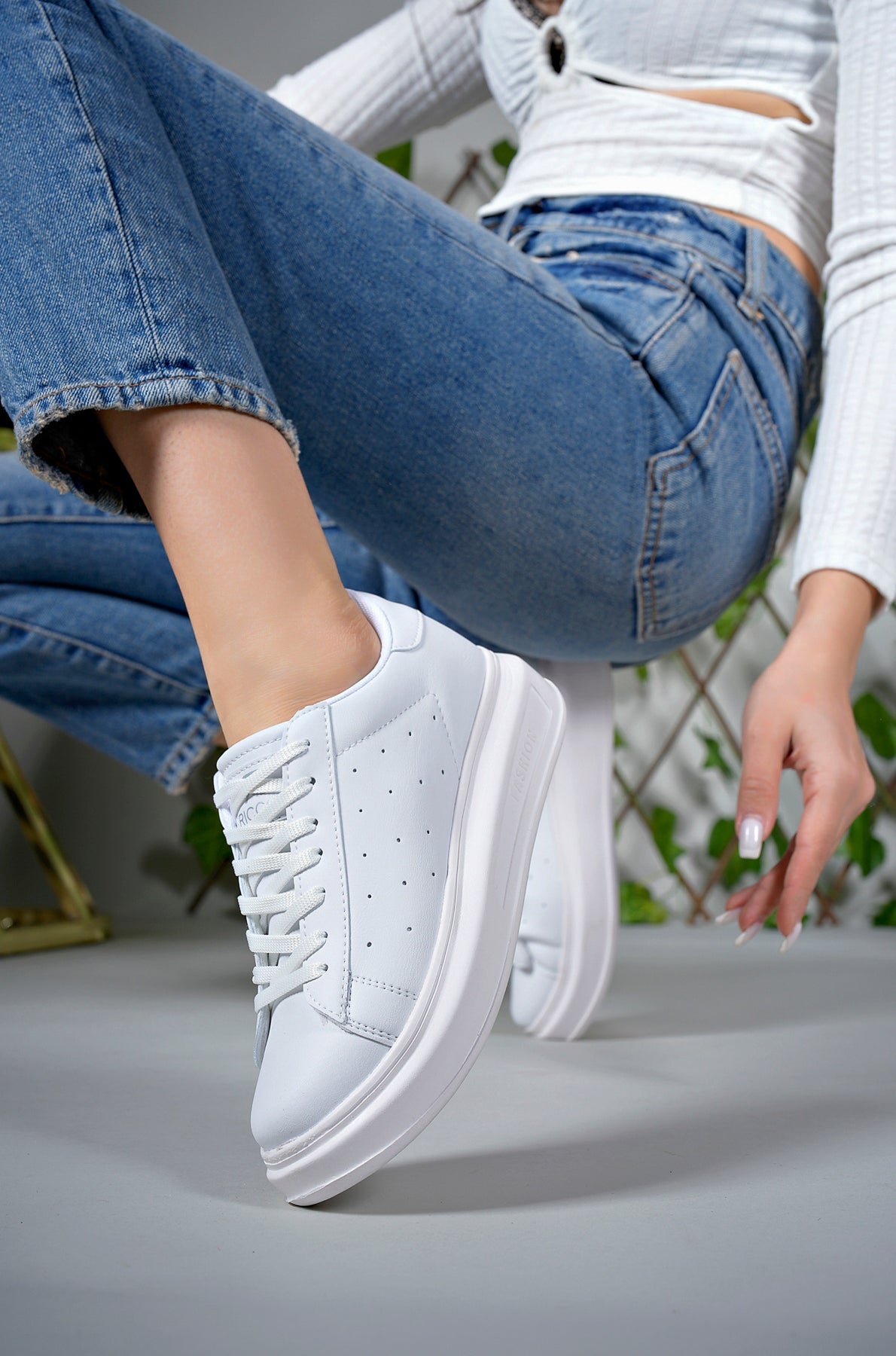 Riccon Kadın Sneaker 0012156 Beyaz Cilt - Riccon