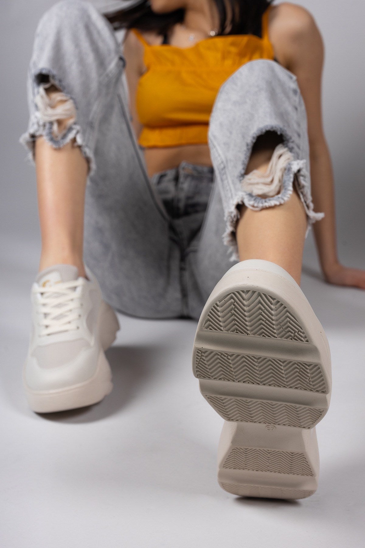 Riccon Kadın Sneaker 0012243 Bej - Riccon