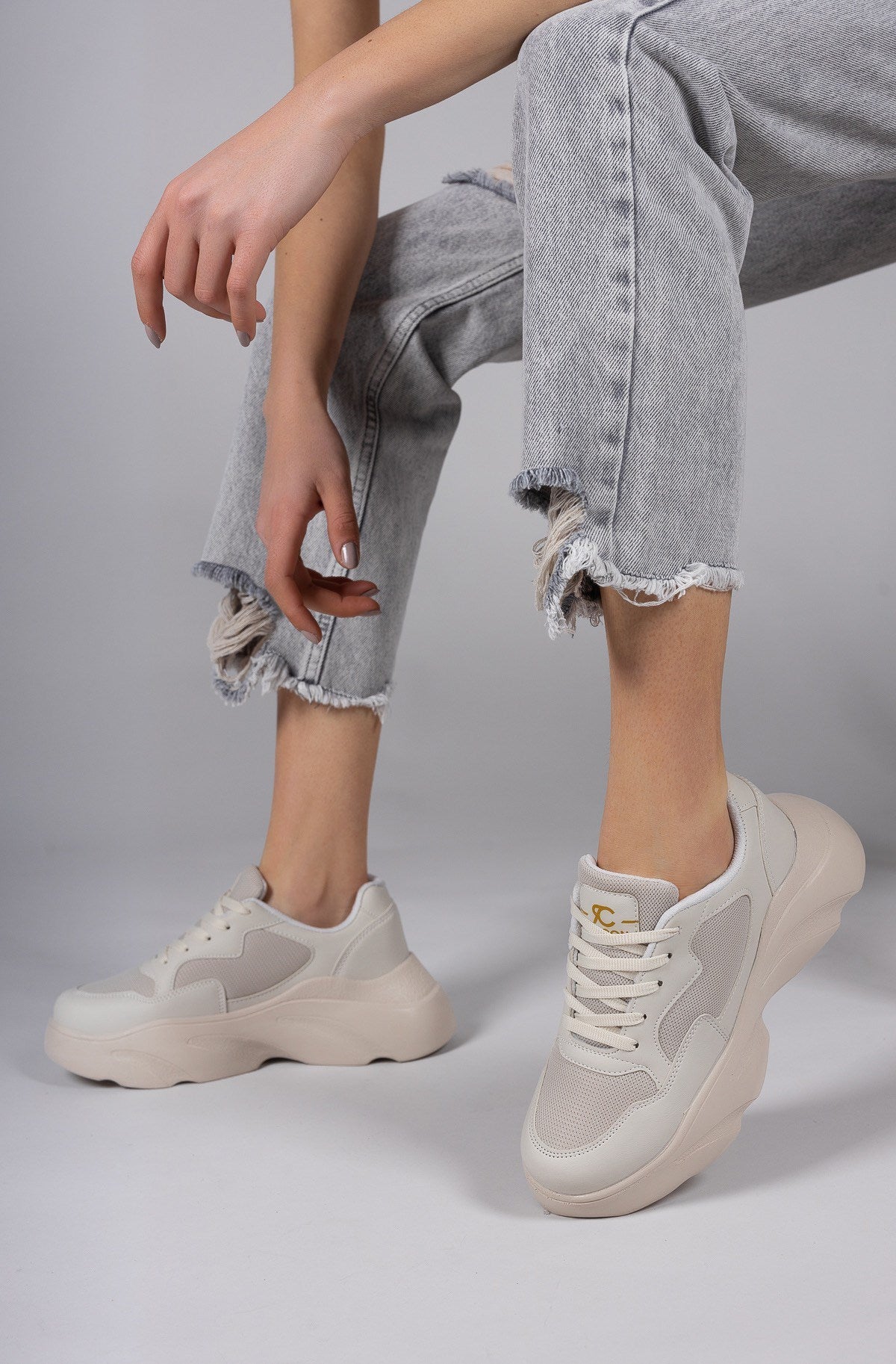 Riccon Kadın Sneaker 0012243 Bej - Riccon