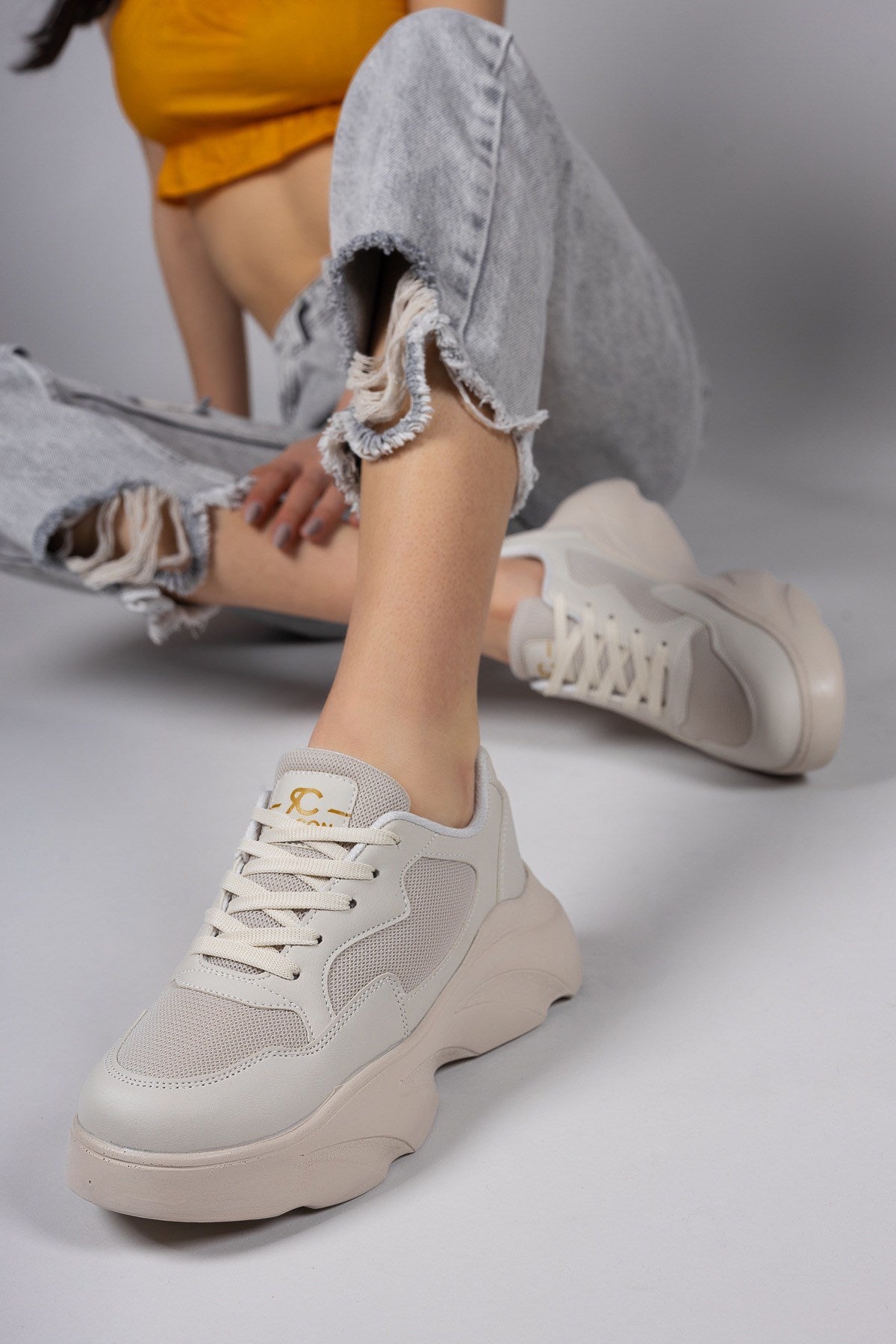 Riccon Kadın Sneaker 0012243 Bej - Riccon