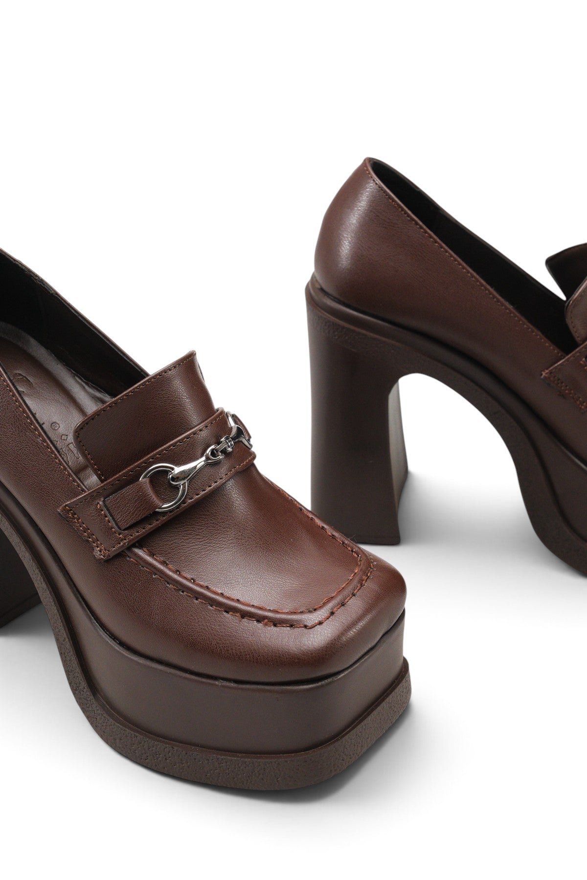 Riccon Kadın Yüksek Topuklu Loafer 00122003 Kahverengi
