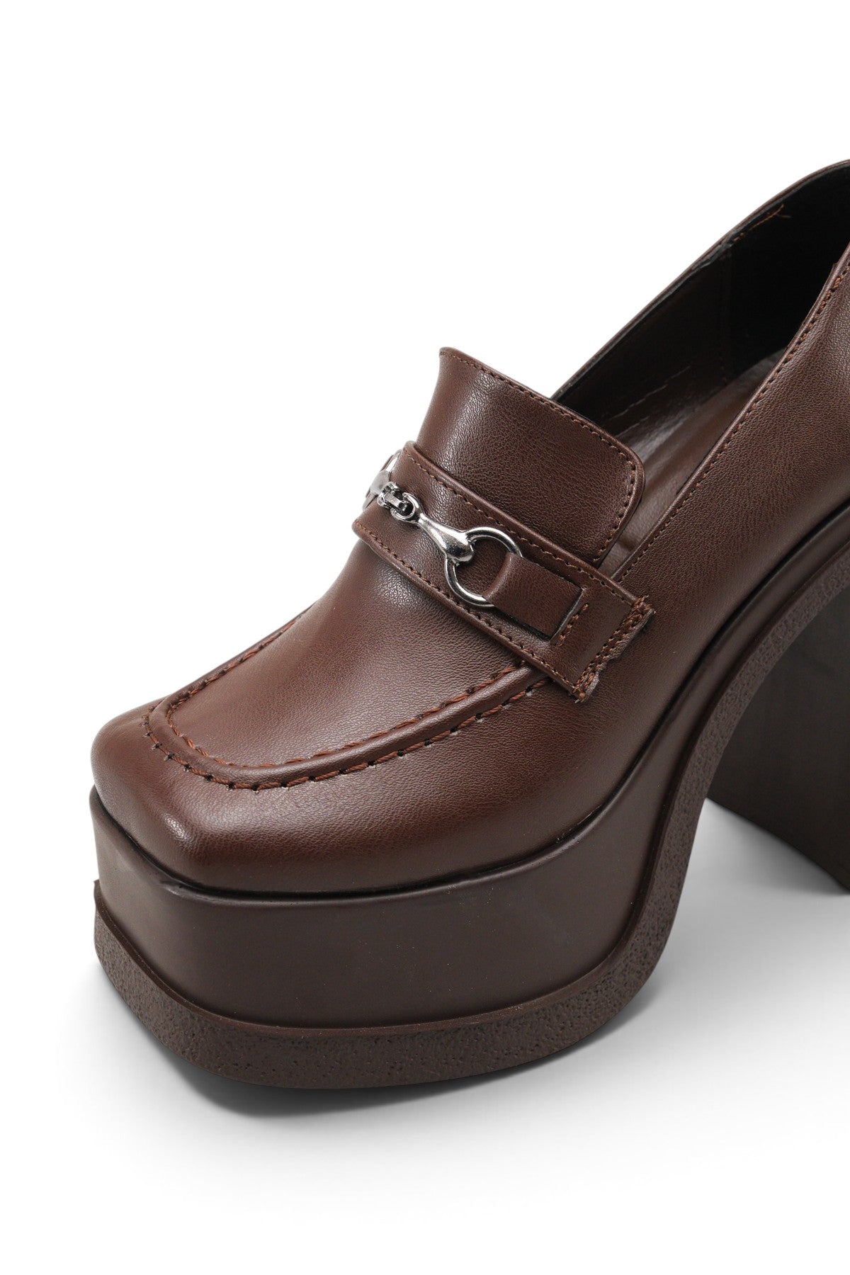 Riccon Kadın Yüksek Topuklu Loafer 00122003 Kahverengi