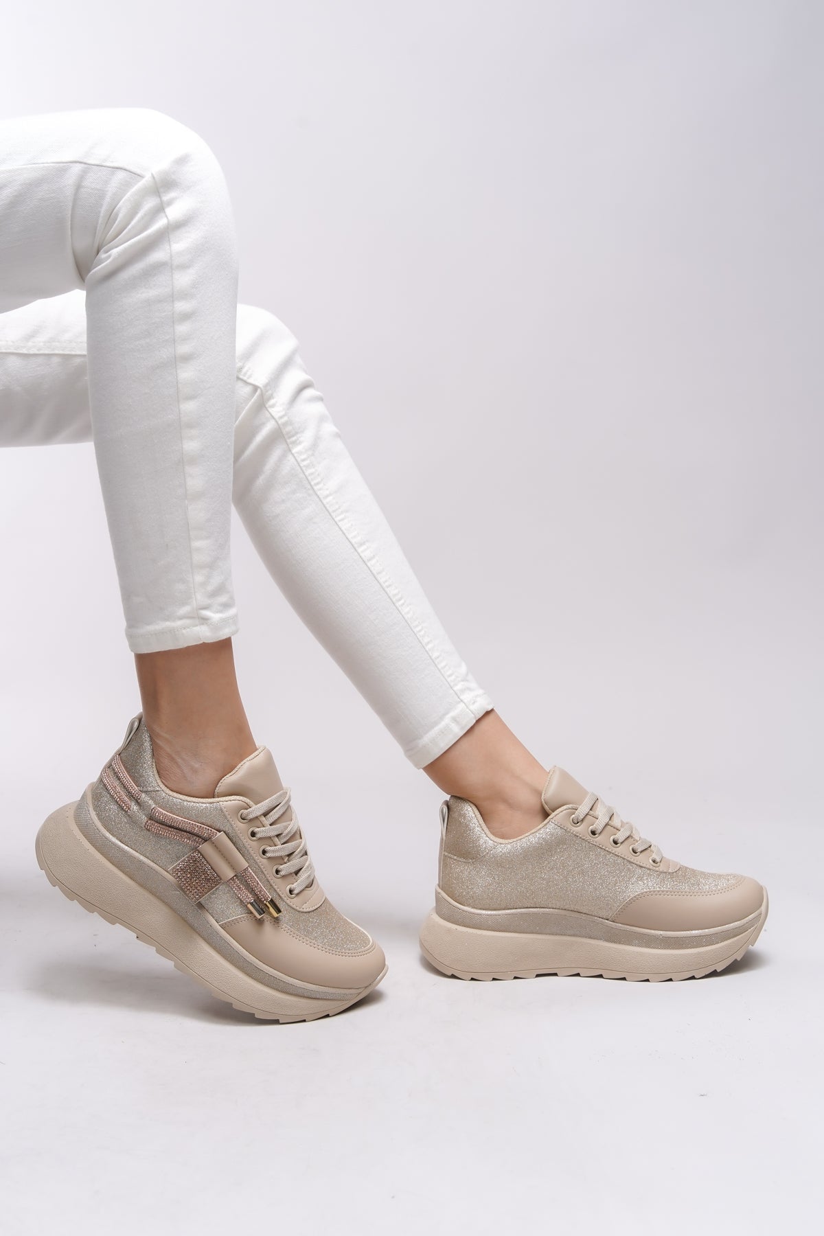 Riccon Lesreene Kadın Sneaker 0012220s Bej - Riccon
