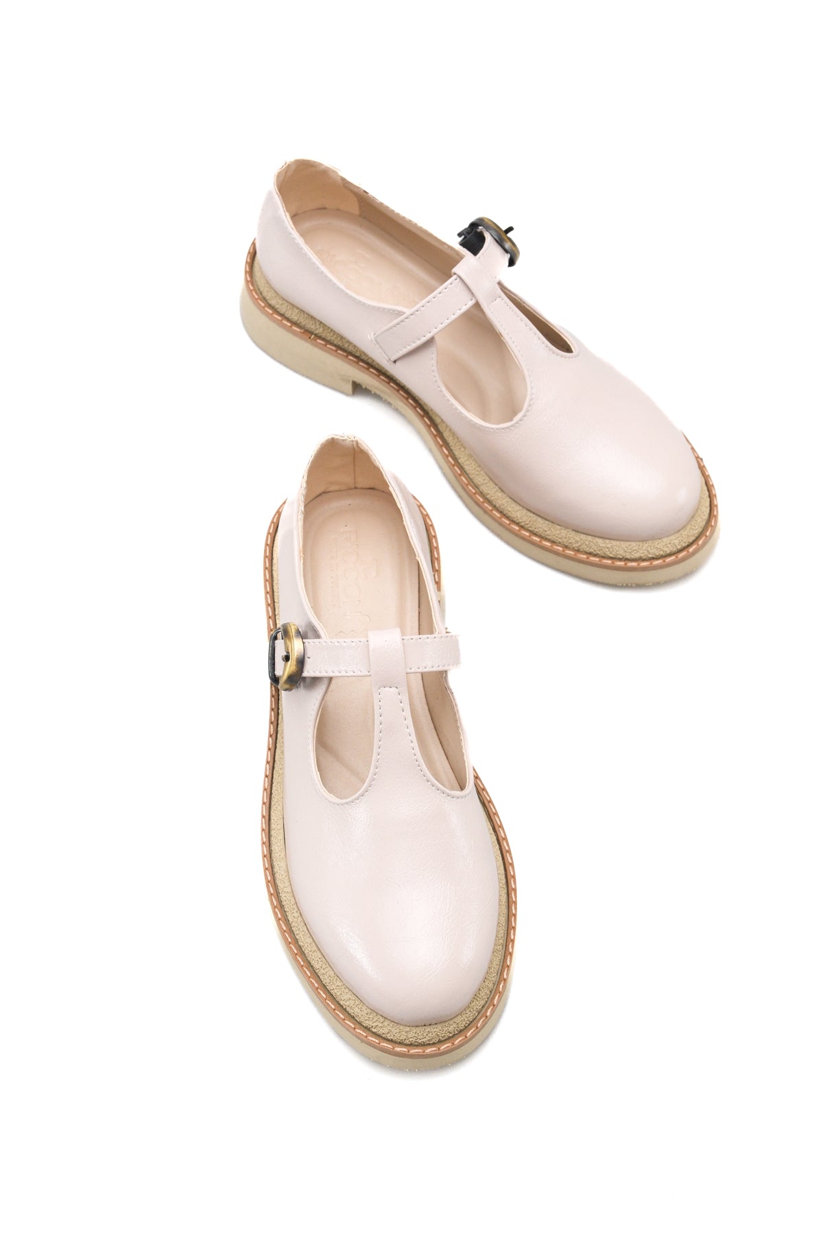Riccon Luna Aria Kadın Loafer 0012509 Bej Kırışık Rugan