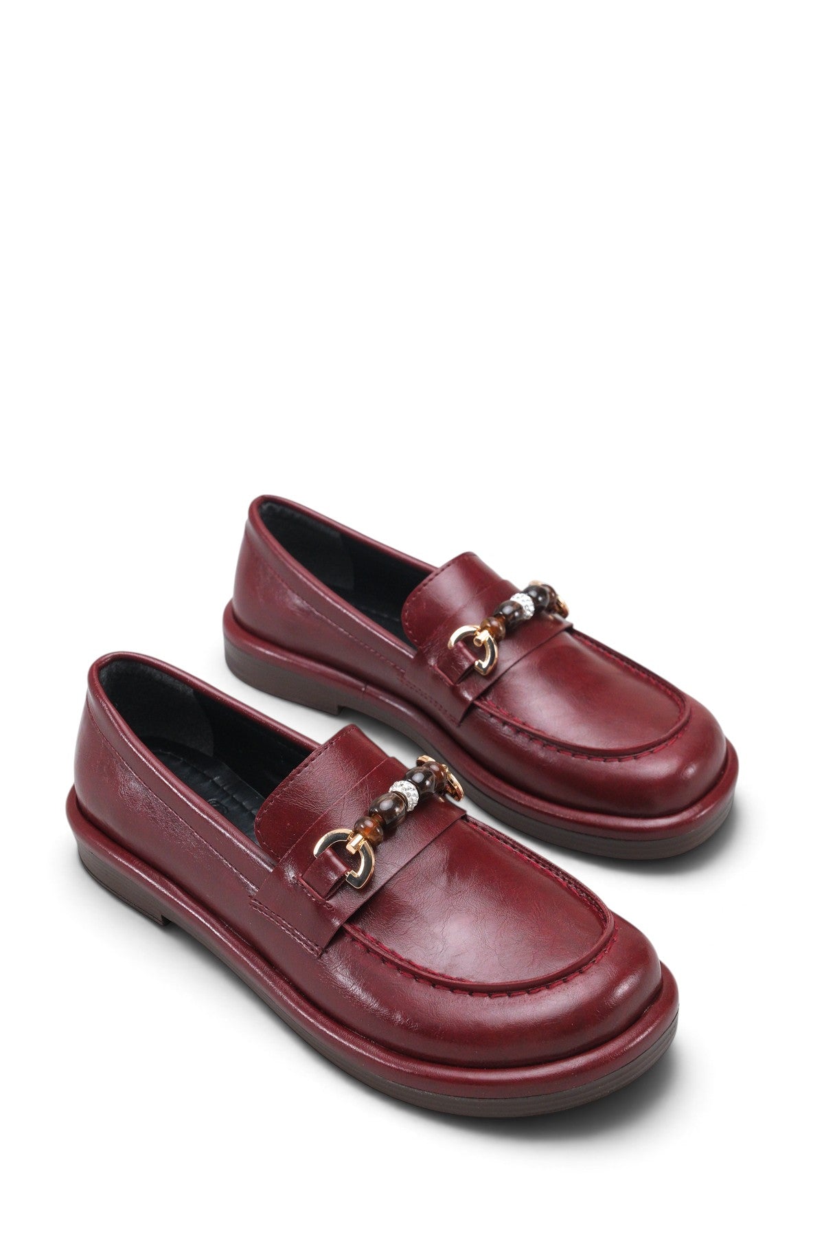 Riccon Maia Vita Kadın Loafer 0012931 Vişne Rustik