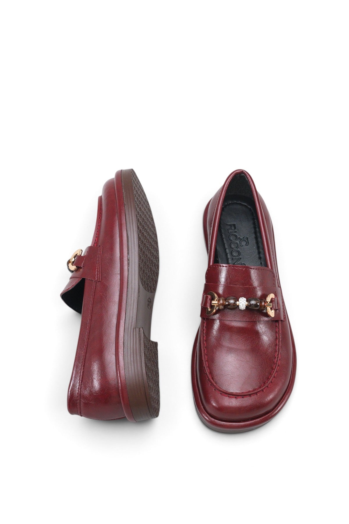 Riccon Maia Vita Kadın Loafer 0012931 Vişne Rustik