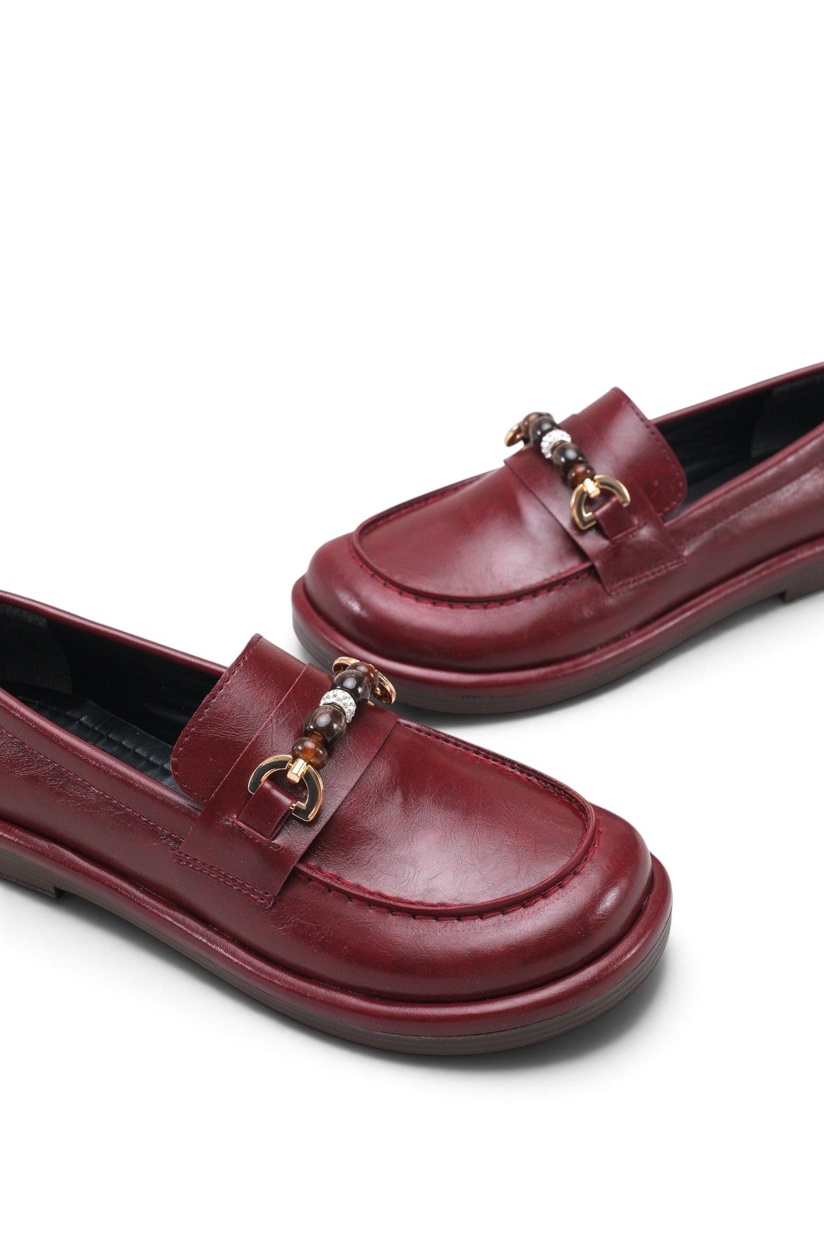 Riccon Maia Vita Kadın Loafer 0012931 Vişne Rustik