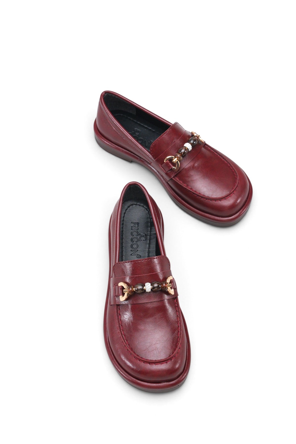 Riccon Maia Vita Kadın Loafer 0012931 Vişne Rustik