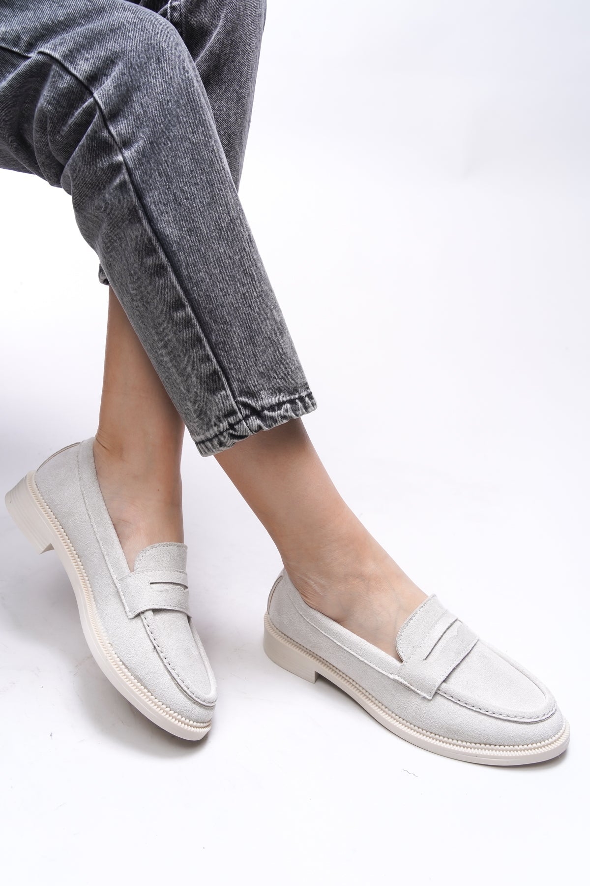 Riccon Mylmadia Kadın Loafer 0012665 Bej Süet - Riccon